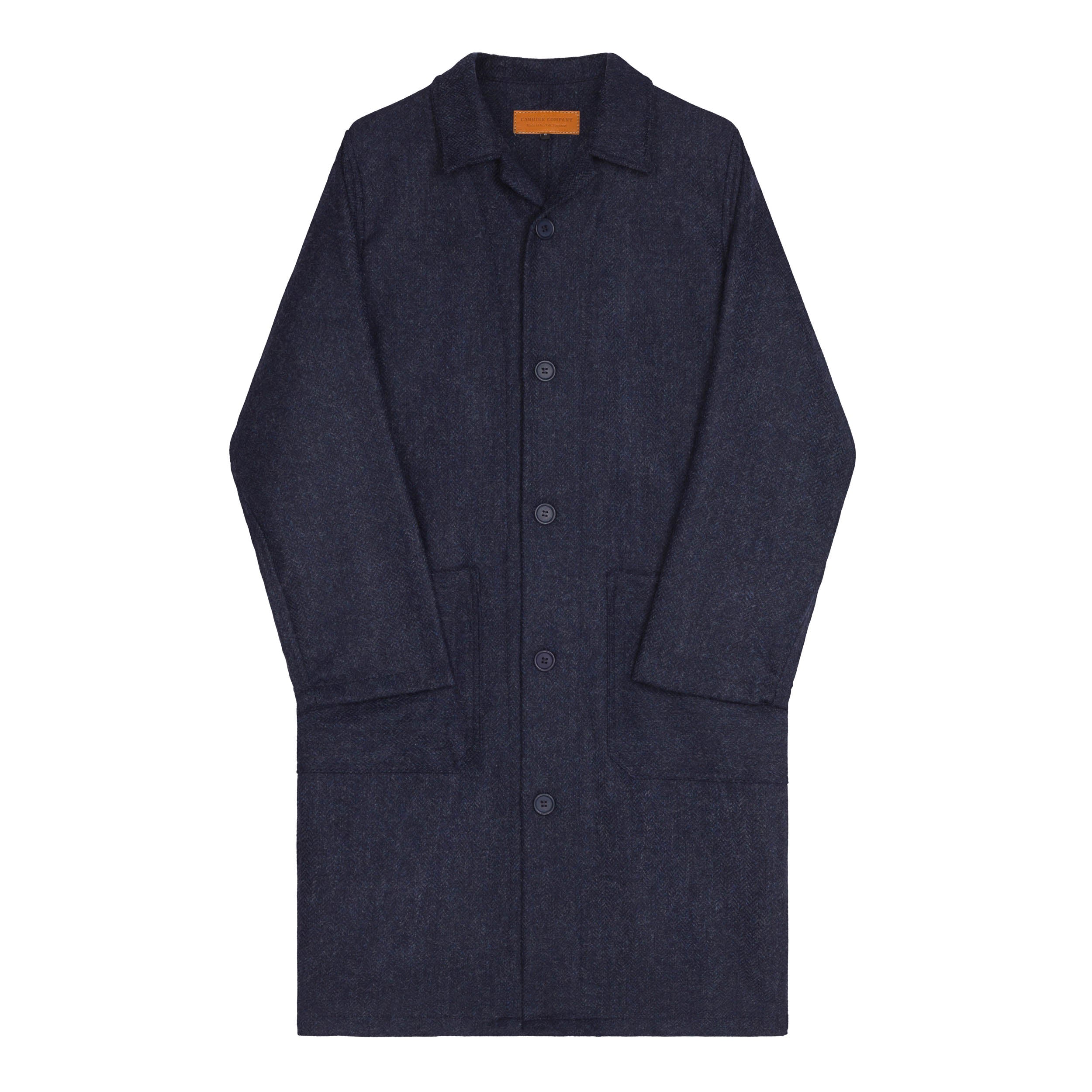 Carrier Company Wool Coat in Navy Herringbone