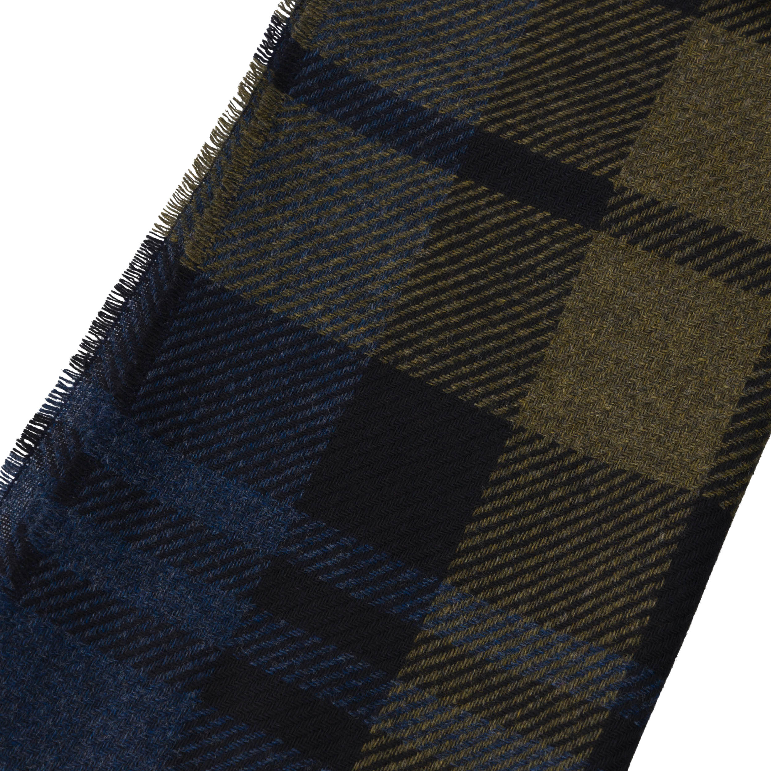 Carrier Company Luxury Cashmere & Lambswool Scarf in Black Watch Olive
