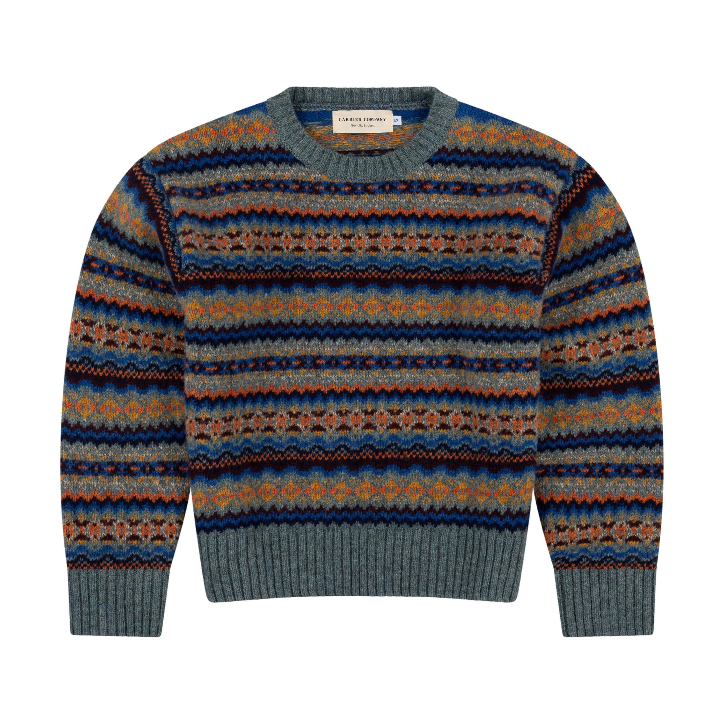Carrier Companuy Fair Isle Jumper In Sea Glass