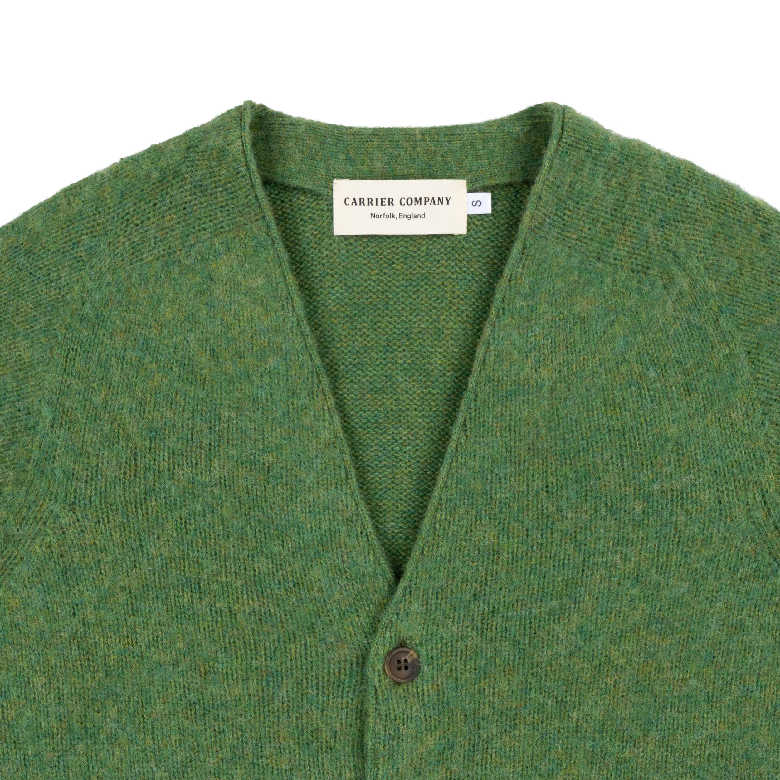 Carrier Company Brushed Shetland Lambswool Cardigan In Parsley