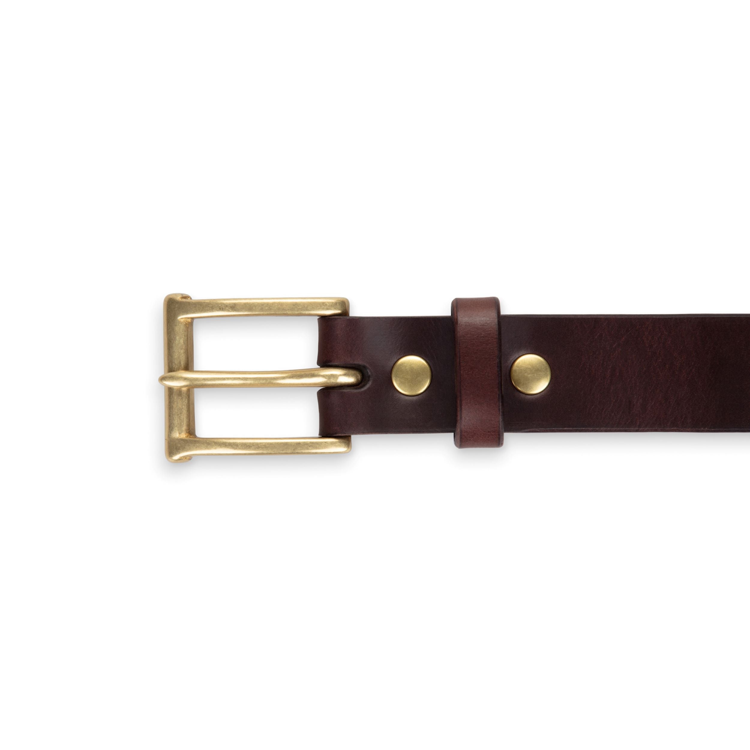 STURDY BROWN LEATHER BELT WITH GOLD BUCKLE