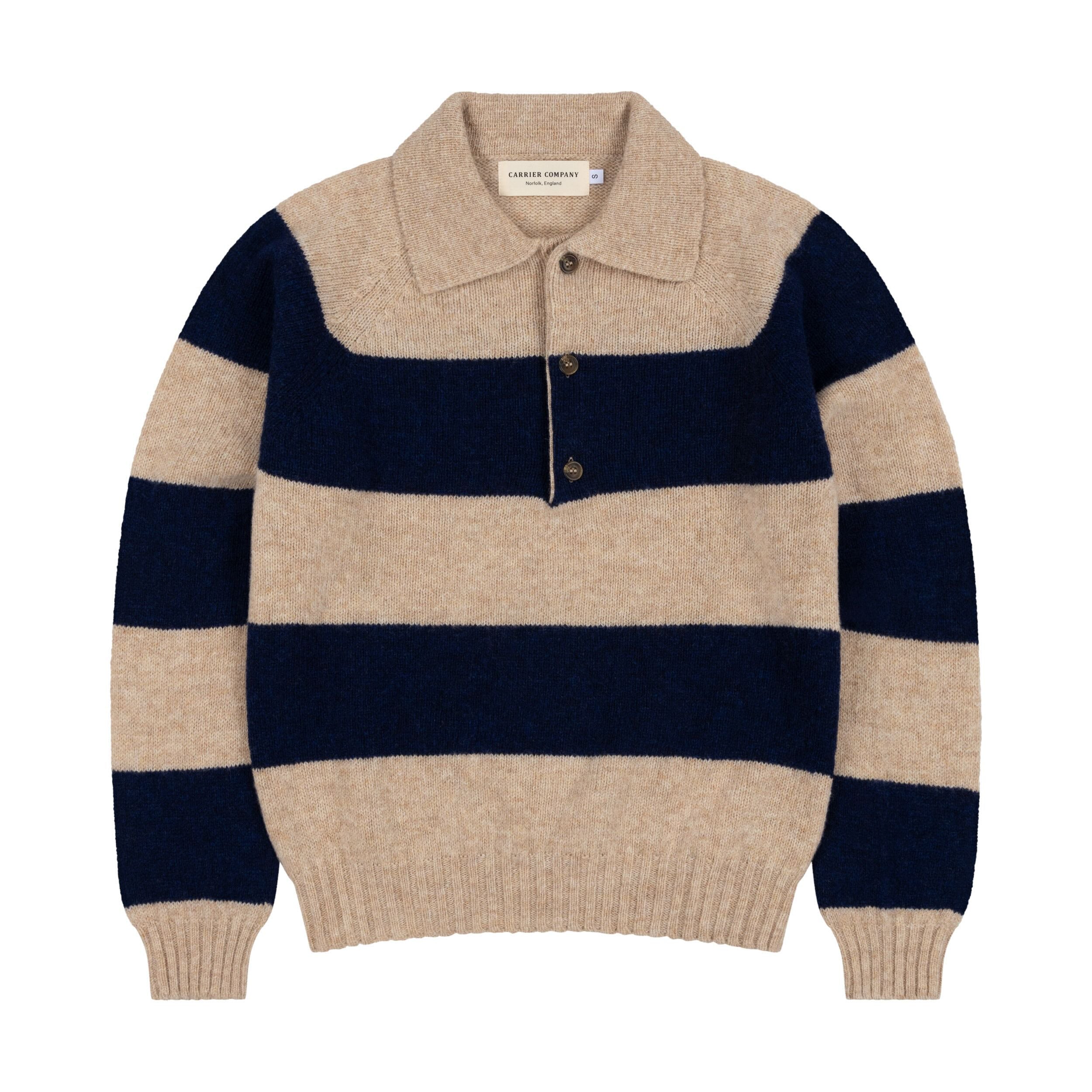Company Wool Polo in Tusk & Navy