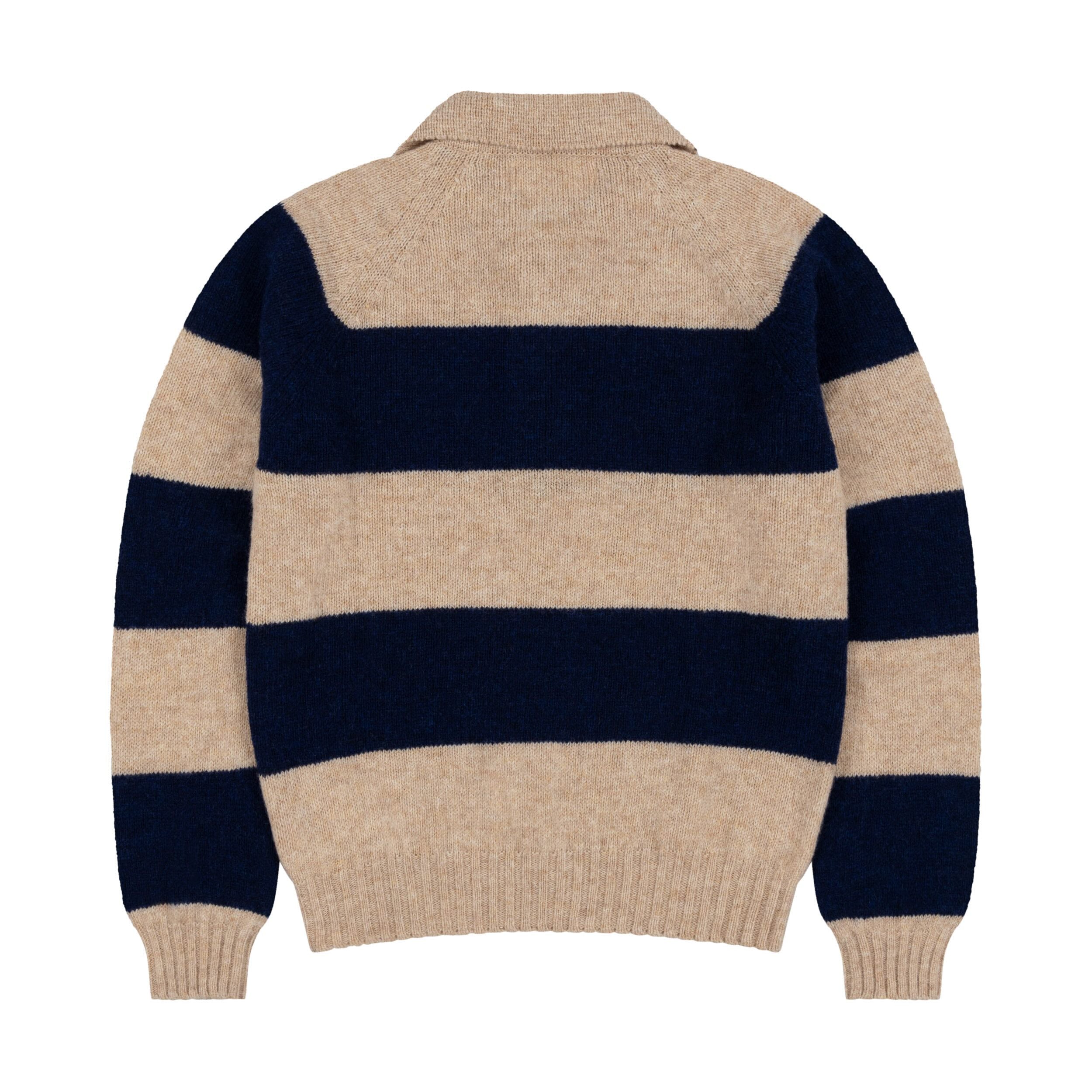 Company Wool Polo in Tusk & Navy