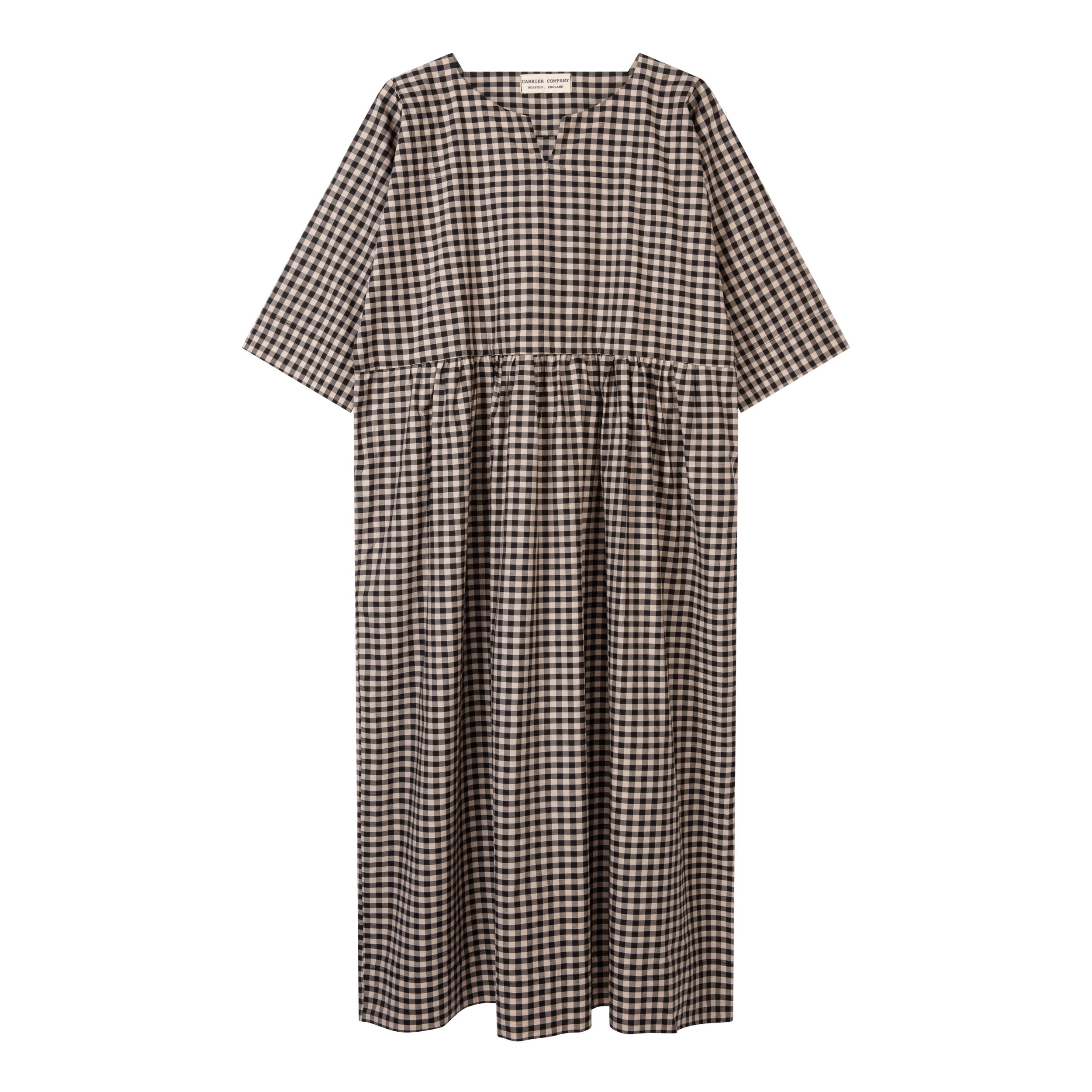 Carrier Company Chelsea Tee Shirt Dress in Black and Ivory Gingham Check