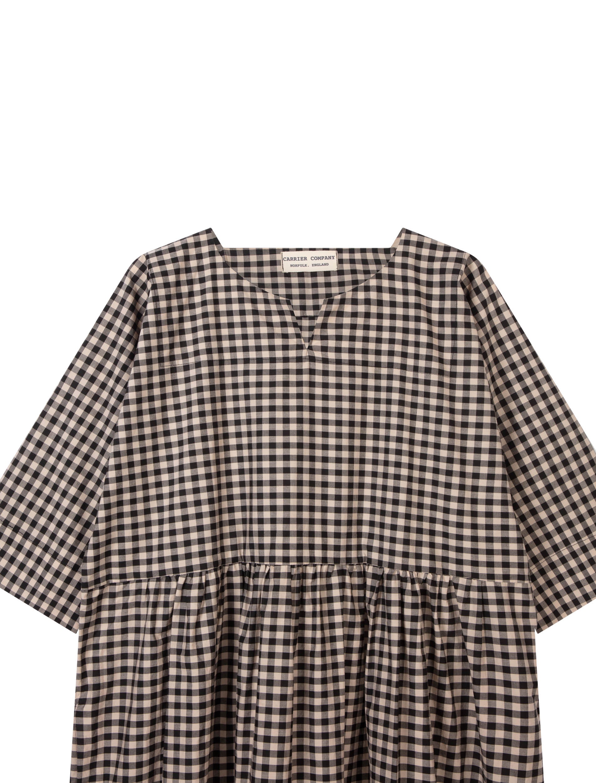 Carrier Company Chelsea Tee Shirt Dress in Black and Ivory Gingham Check