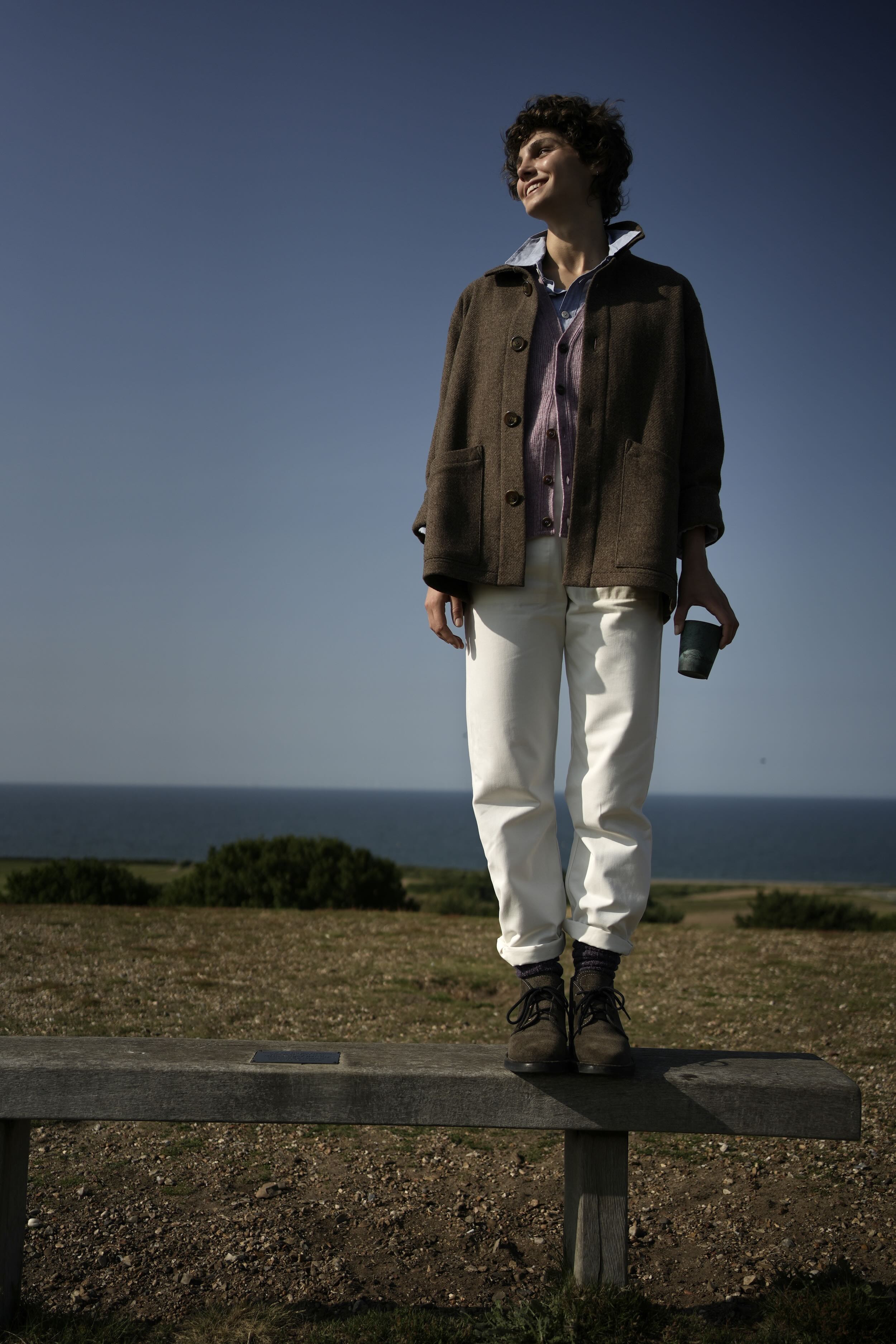 Els wears Carrier Company Plain Wool Jacket in Ivor
