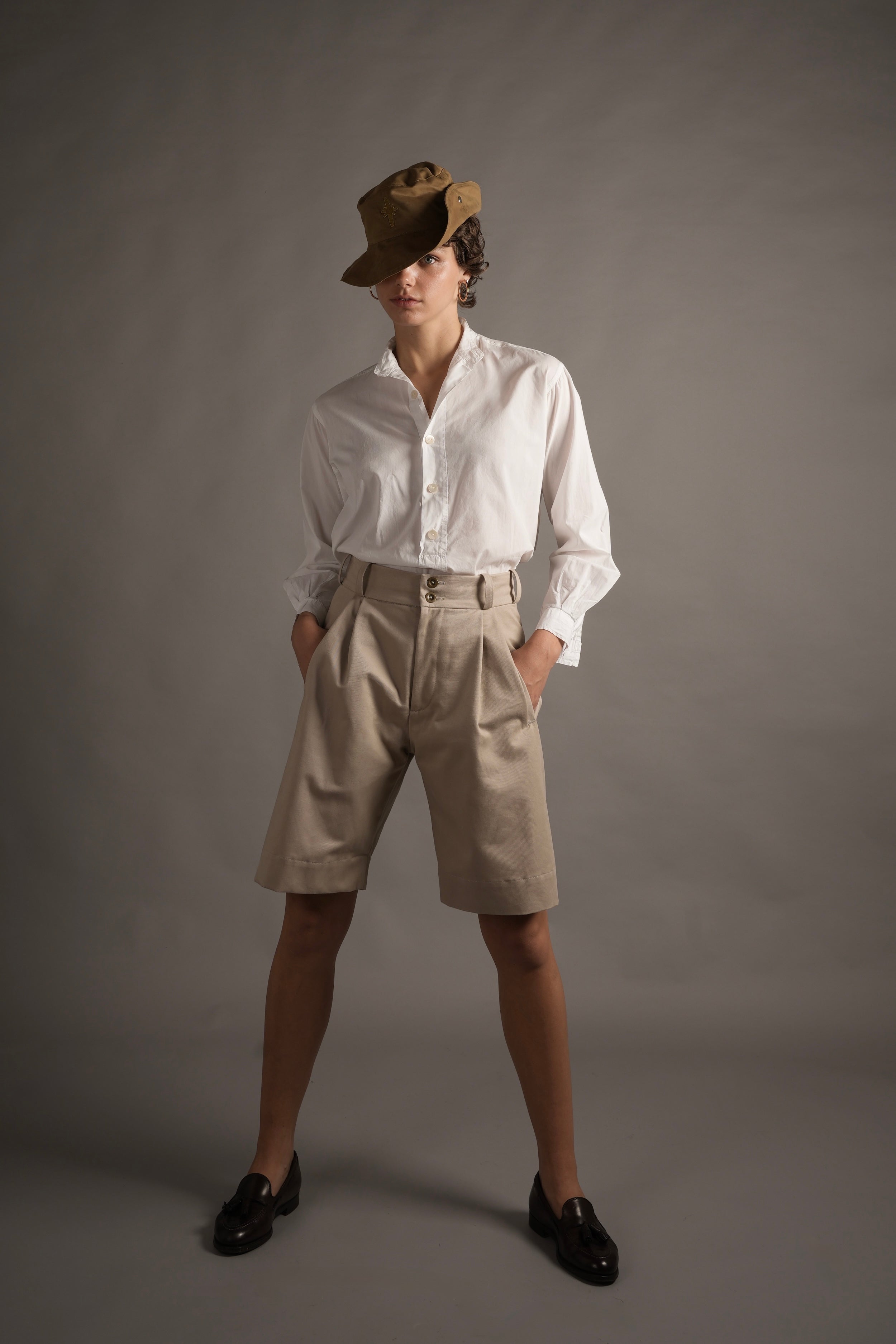 Els Wears Carrier Company Dutch Shorts in Stone Drill