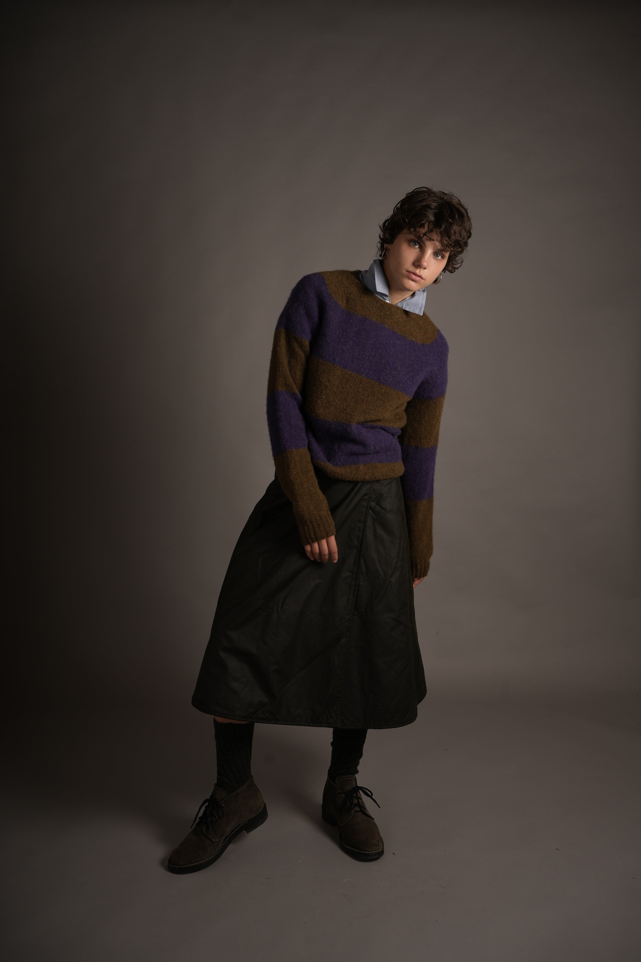 Els Wears Carrier Company Brushed Shetland Lambswool Jumper in Heather & Gorse