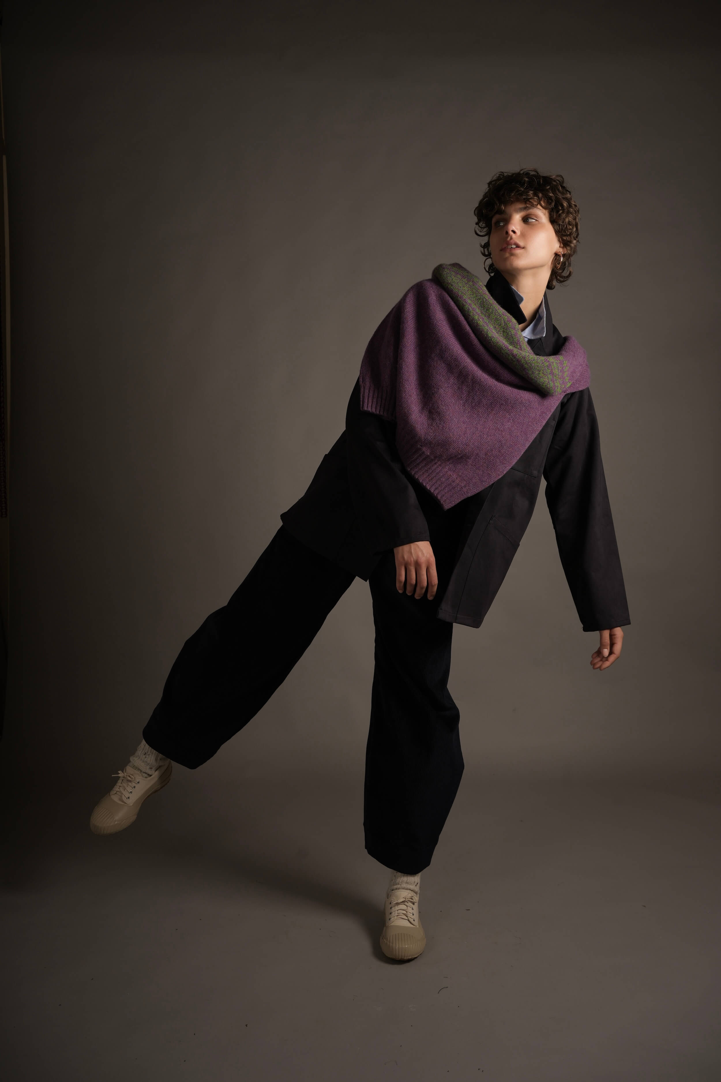 Els Wears Carrier Company Shetland Yoke Jumper In Parsley & Lavender