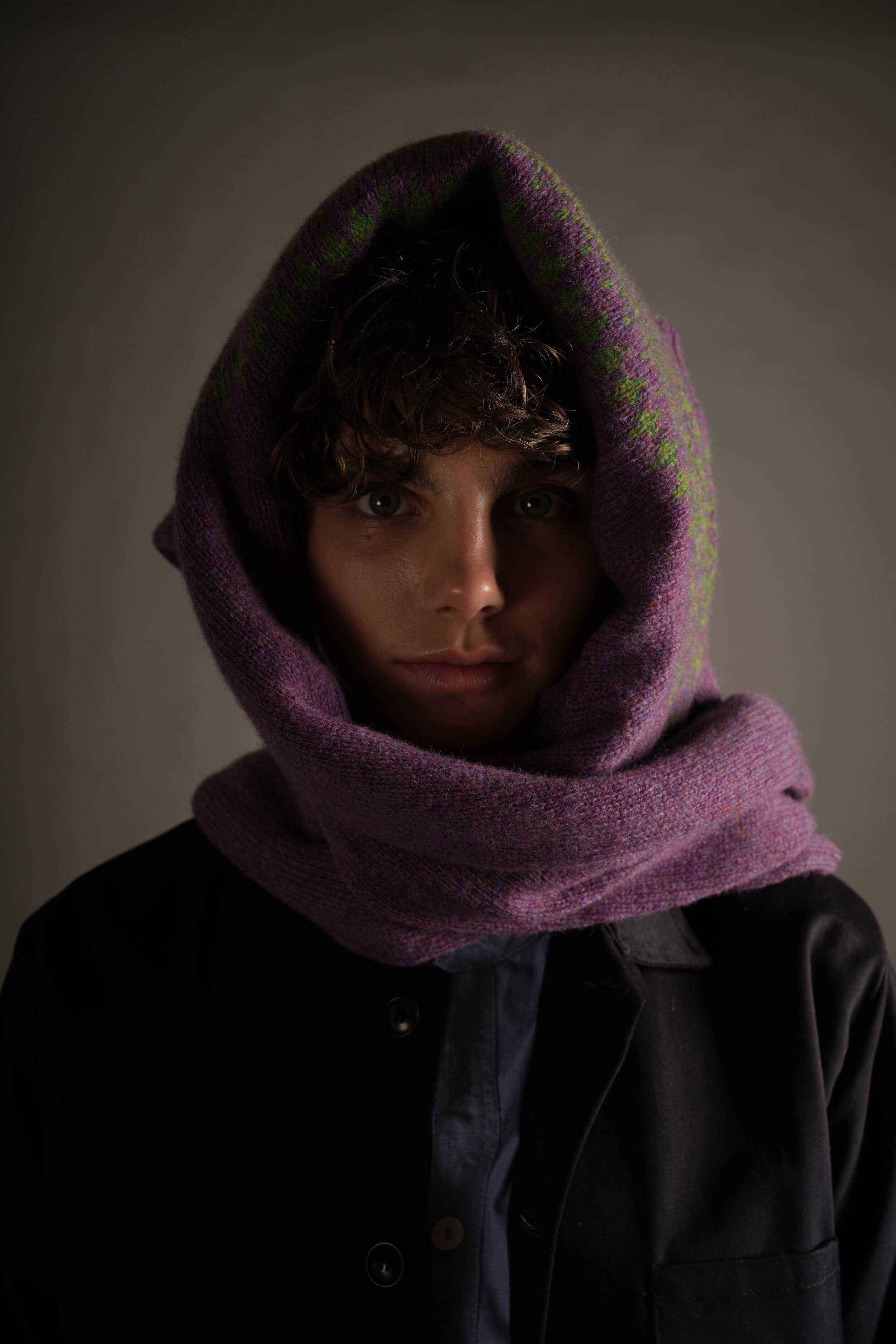Els Wears Carrier Company Shetland Yoke Jumper In Parsley & Lavender