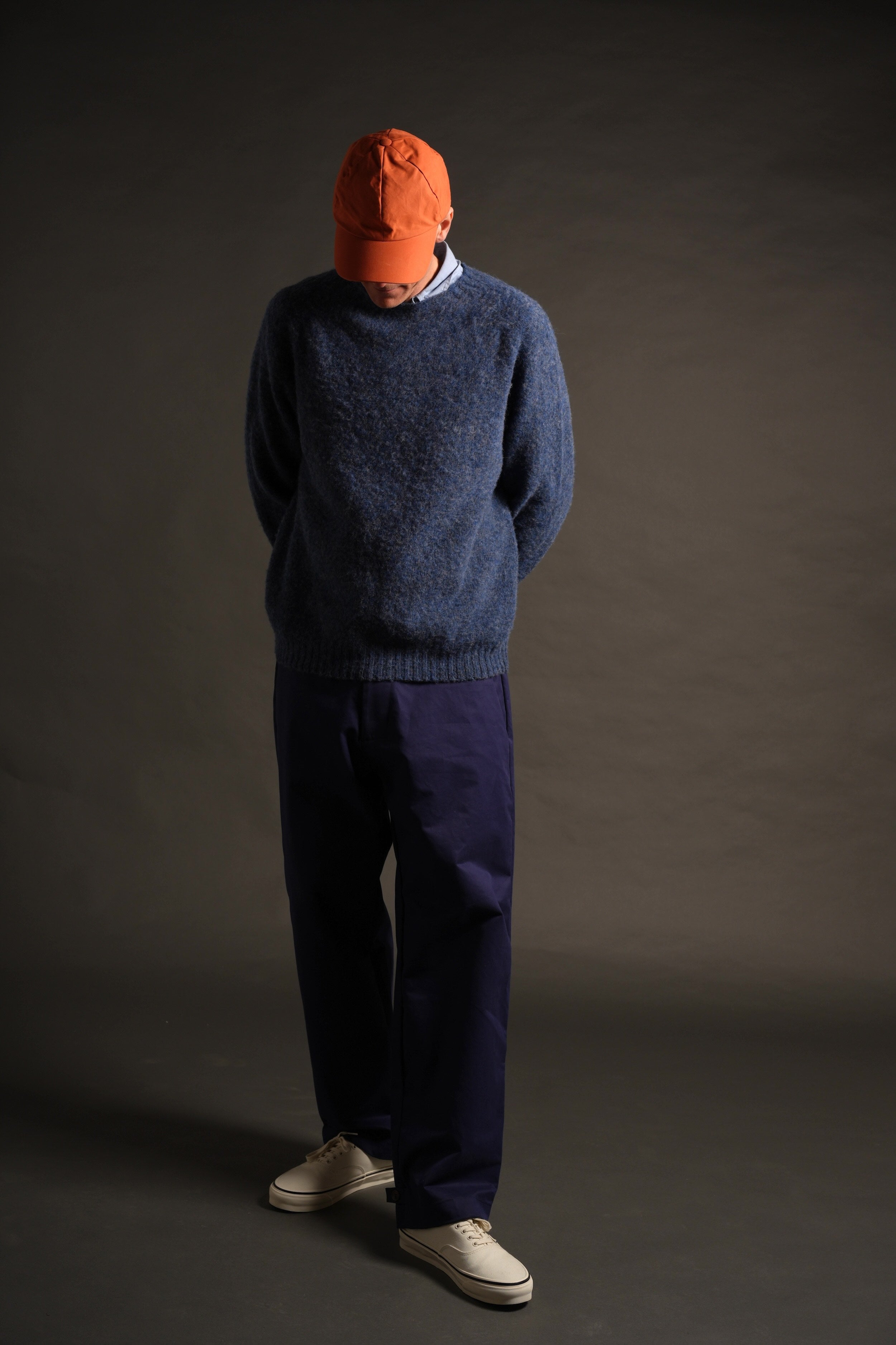 Tommy Wears Carrier Company Brushed Shetland Wool Jumper in North Sea