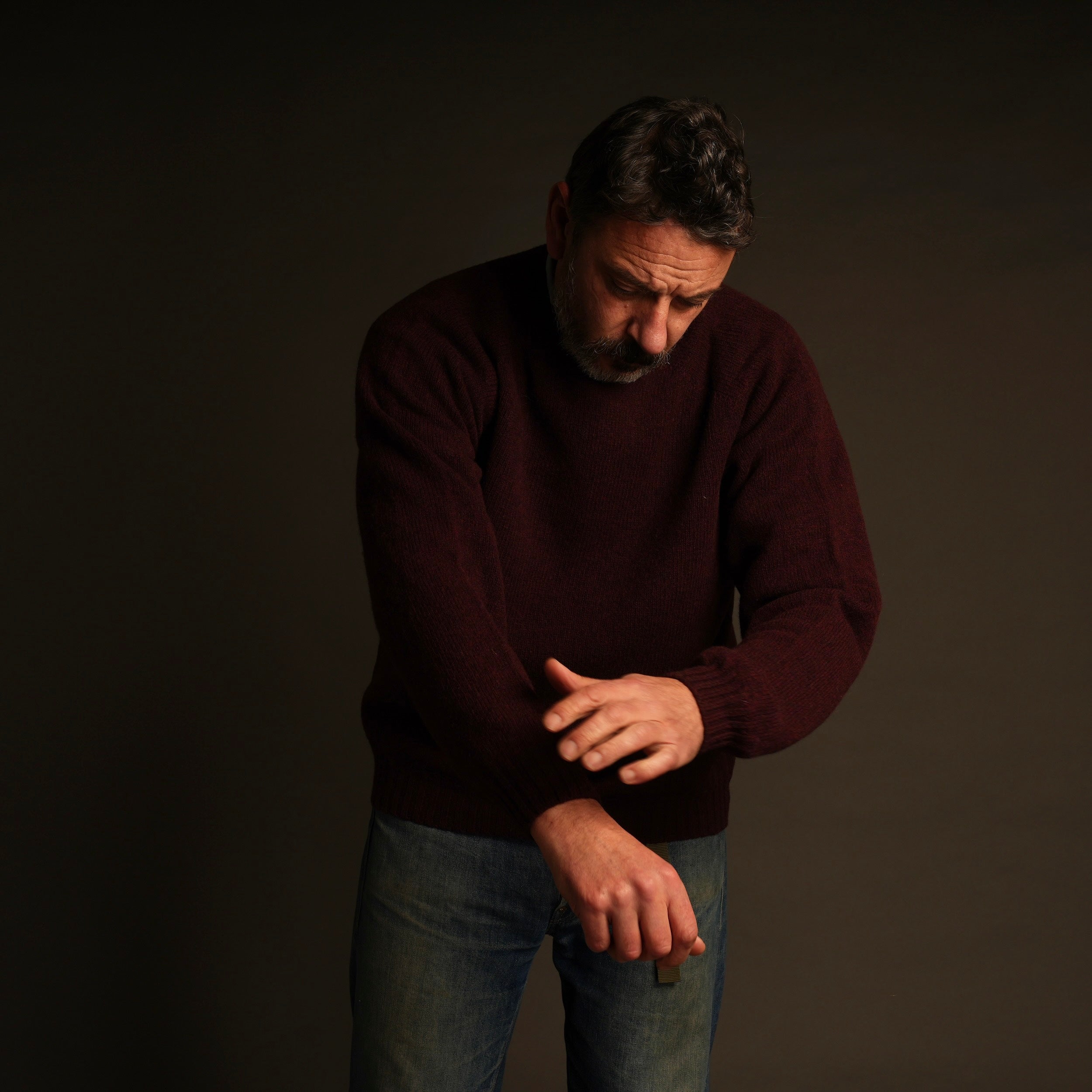 Enzo Wears Carrier Company Shetland Lambswool Jumper In Mulberry