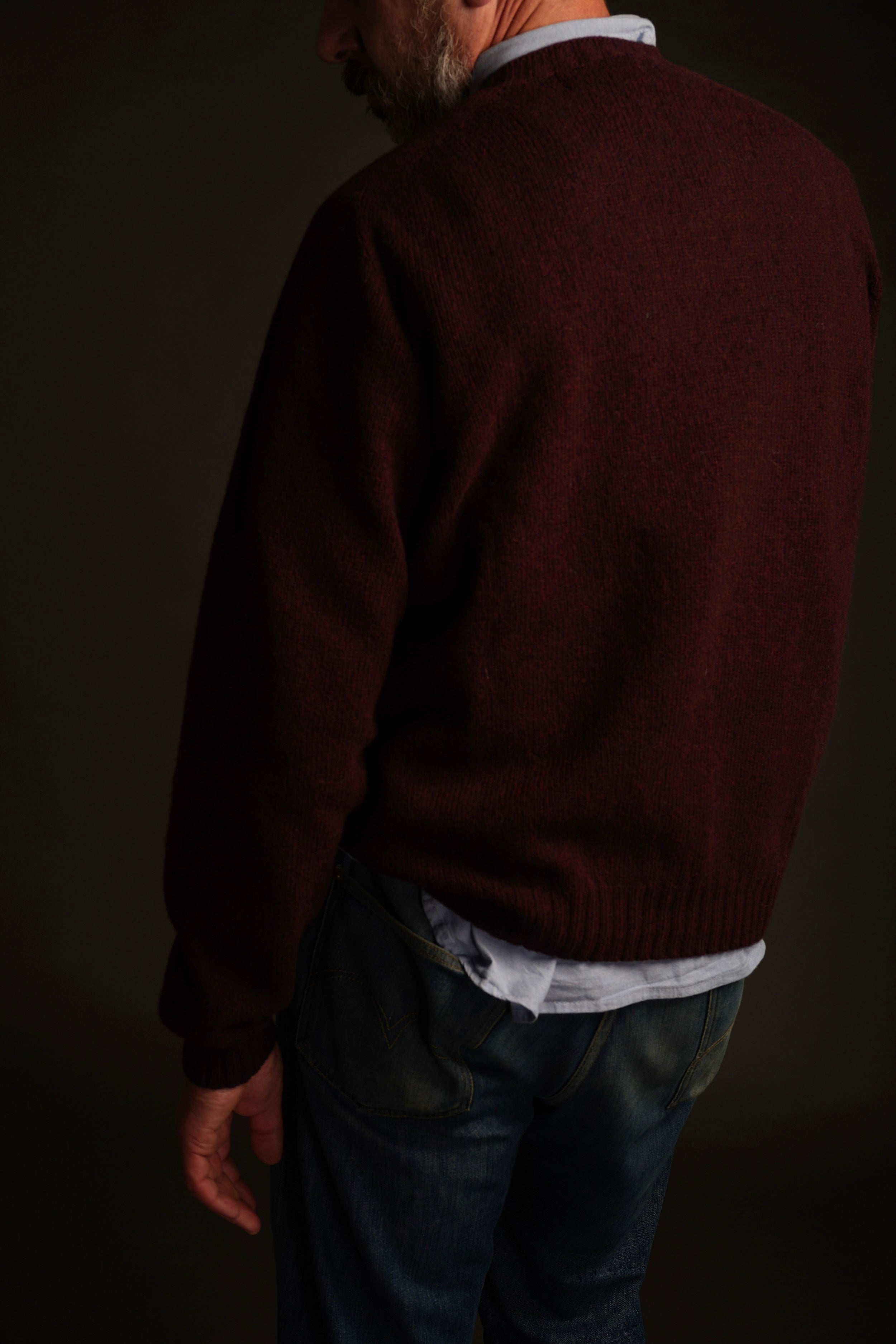 Enzo Wears Carrier Company Shetland Lambswool Jumper In Mulberry