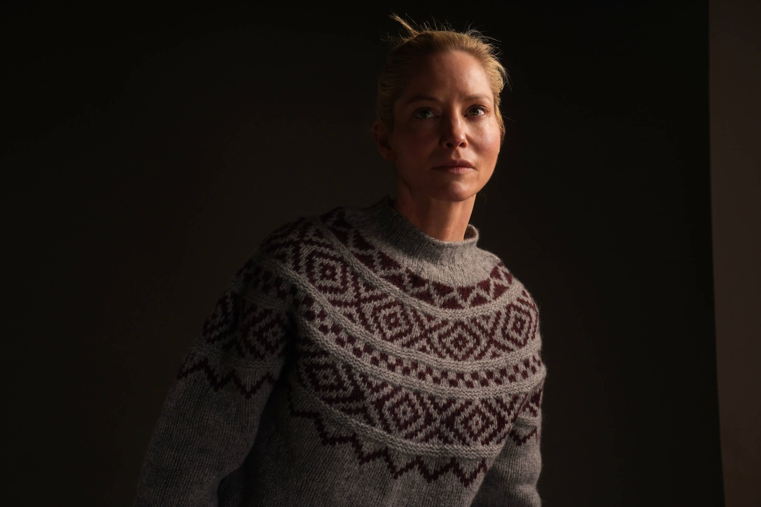 Sienna Wears Carrier Company Chunky Wide Yoke In Beetroot & Grey