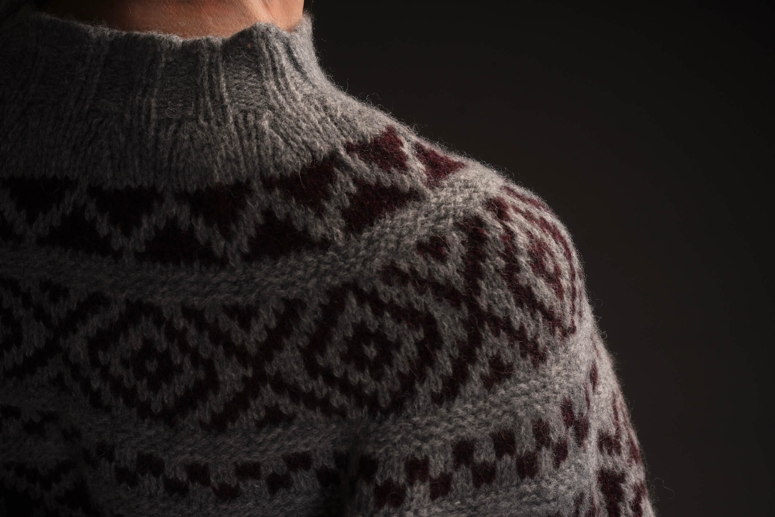 Sienna Wears Carrier Company Chunky Wide Yoke In Beetroot & Grey