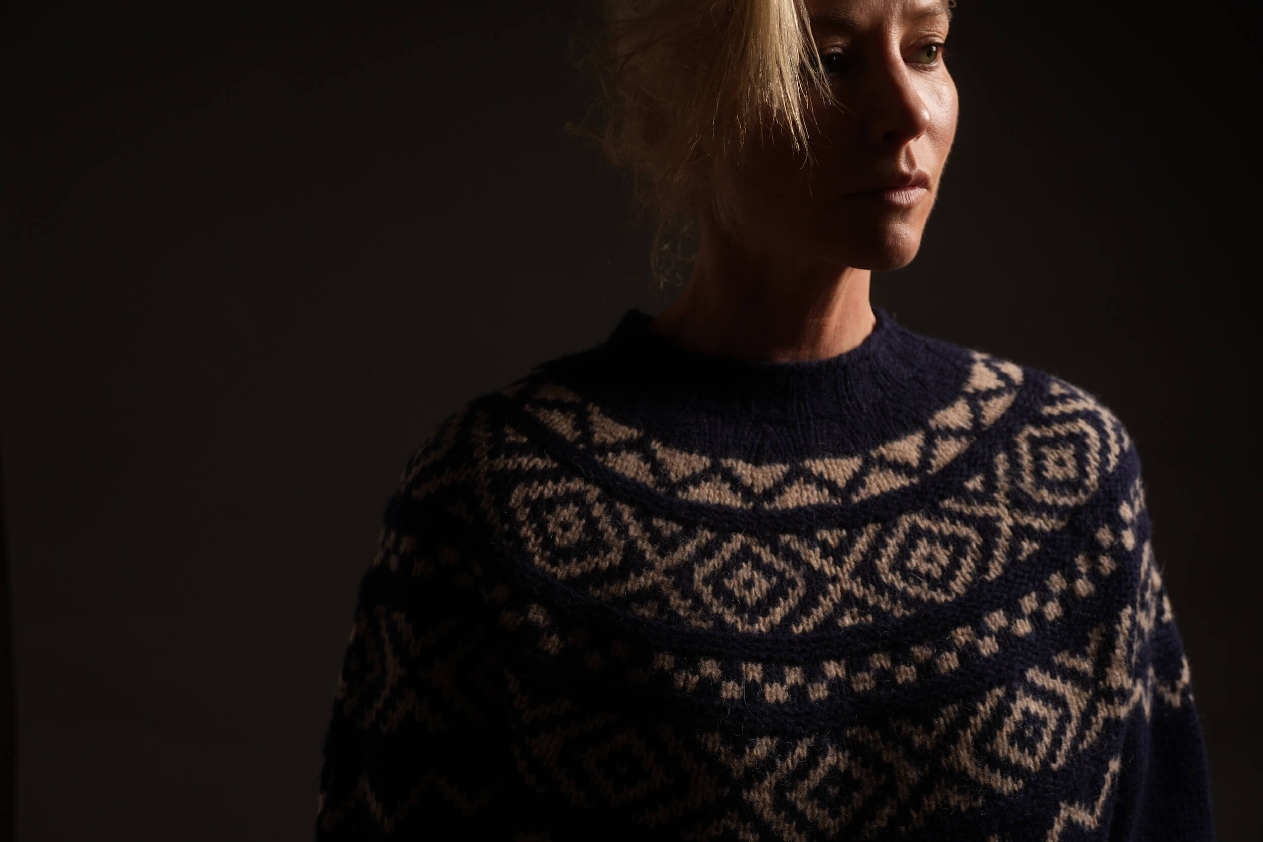 Sienna Wears Carrier Company Chunky Wide Yoke In Navy & Cream