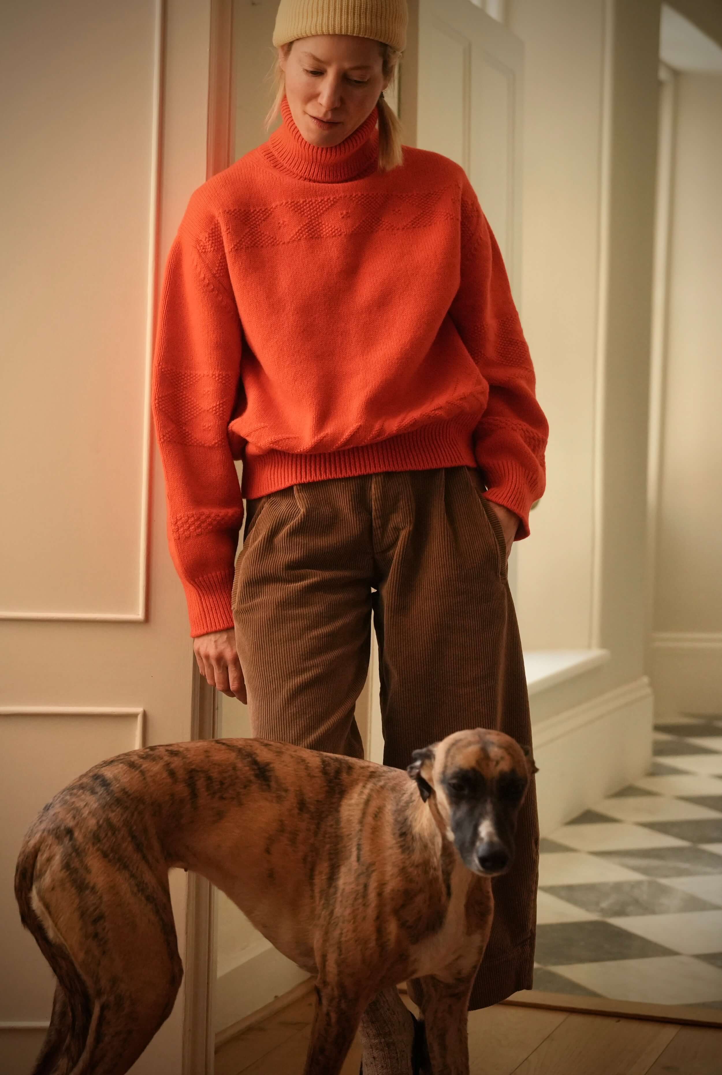 Sienna Wears Carrier Company Textured Polo Neck In Satsuma