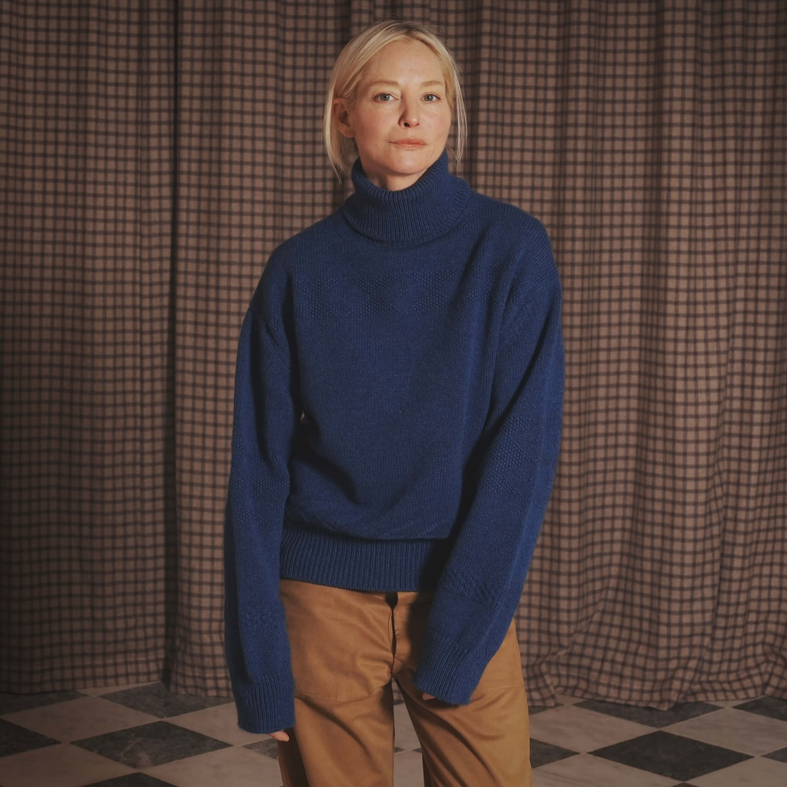 Sienna Wears Carrier Company Textured Polo Neck
