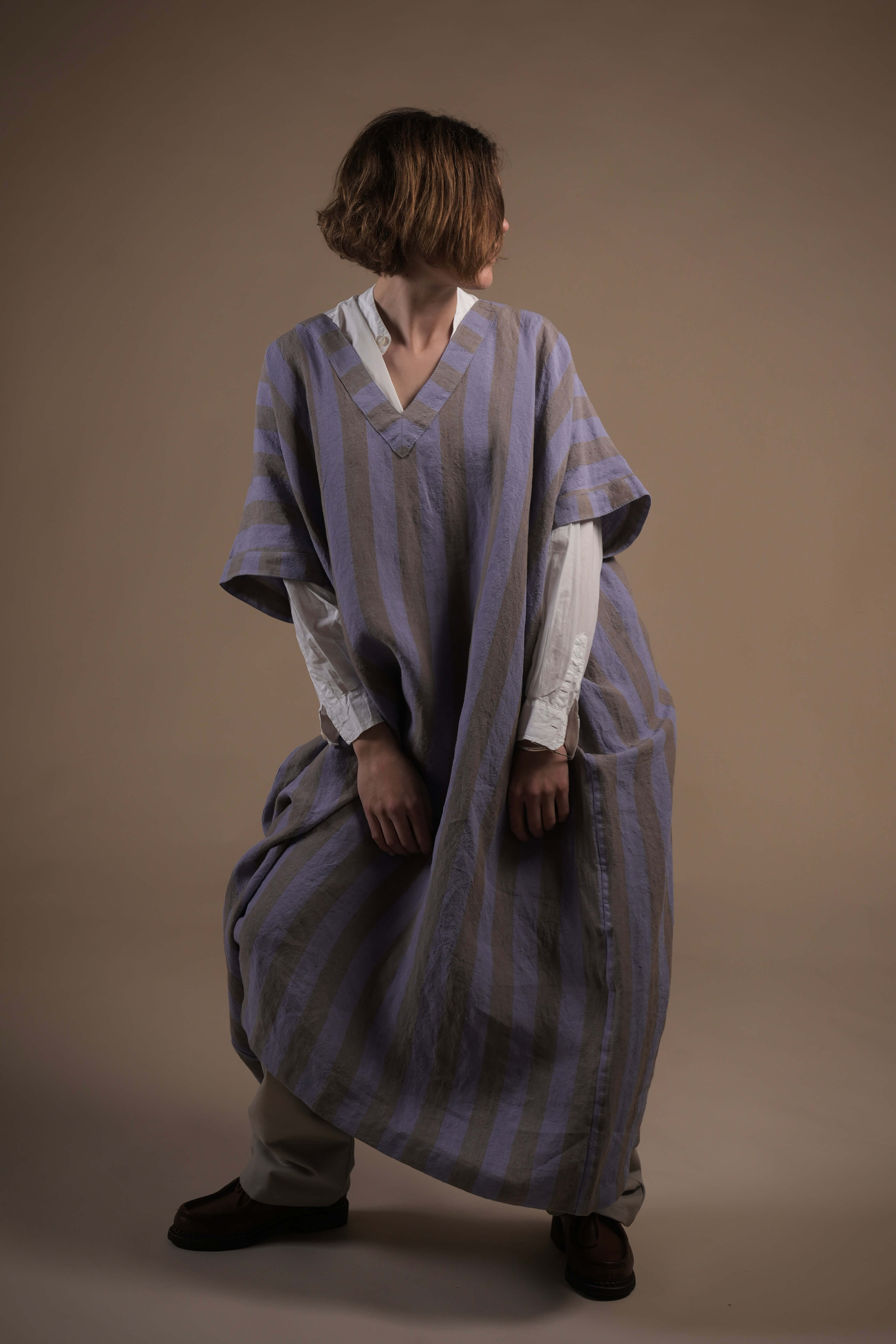 Minna Wears Carrier Company Dish-Dash In Striped Linen