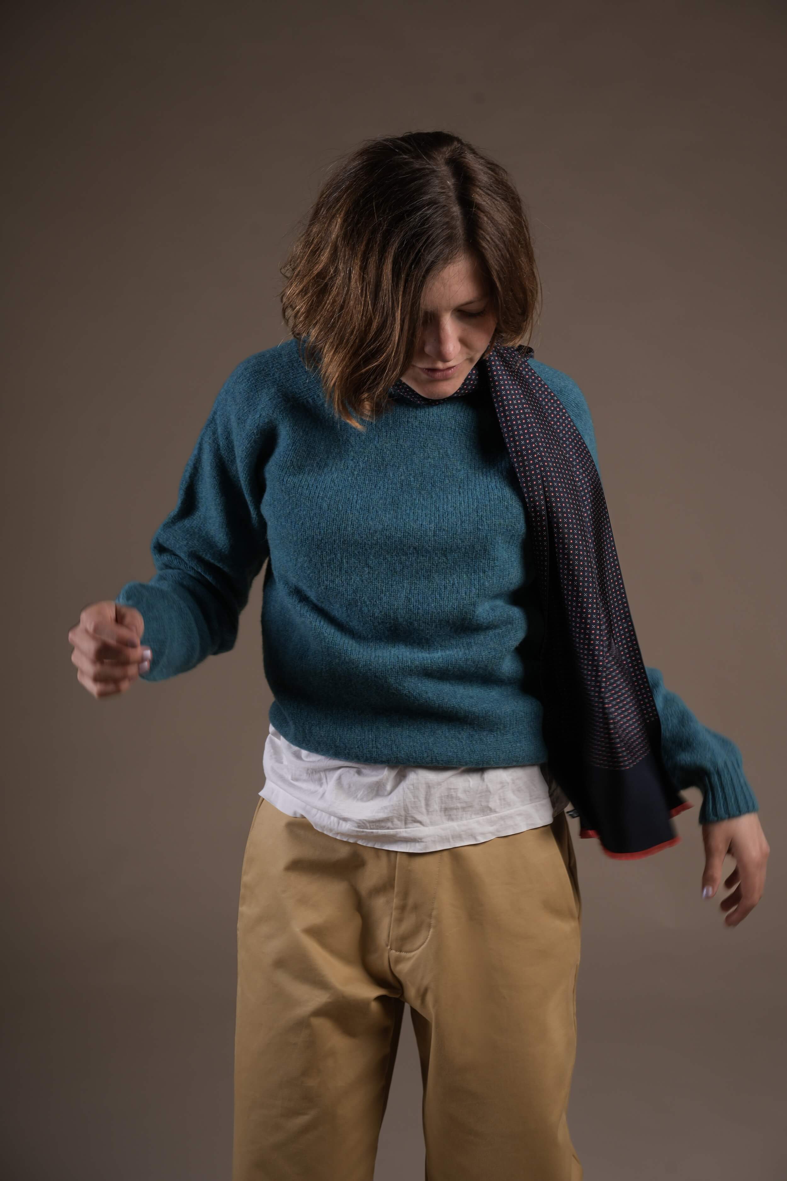 Minna Wears Carrier Company Shetland Wool Jumper In Kingfisher Lambswool
