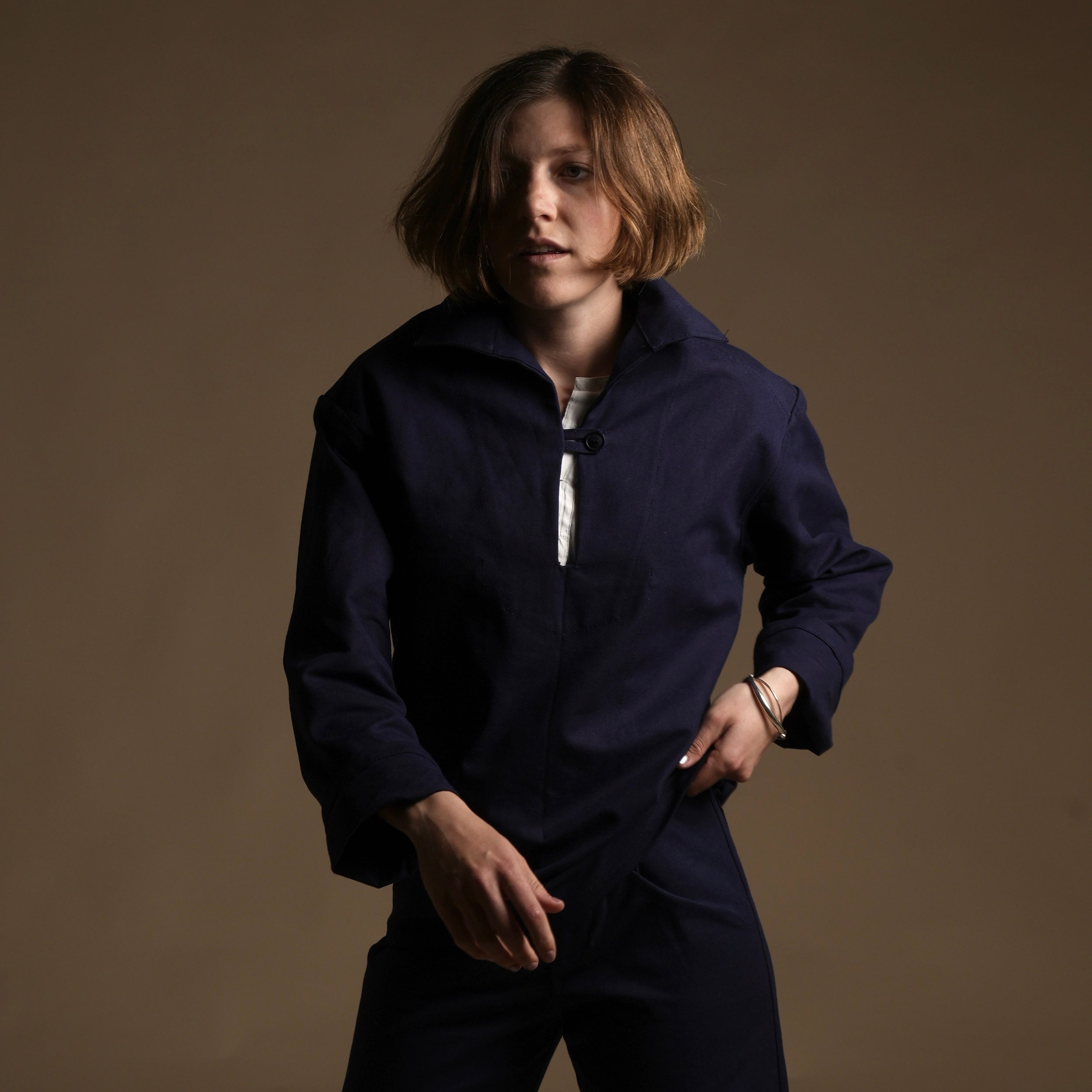 Minna Wears Carrier Company Loop Button Smock In Sailcloth