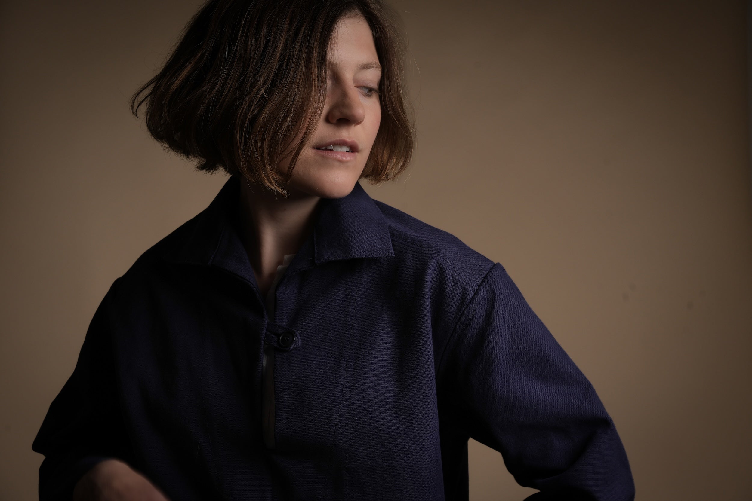 Minna Wears Carrier Company Loop Button Smock In Sailcloth