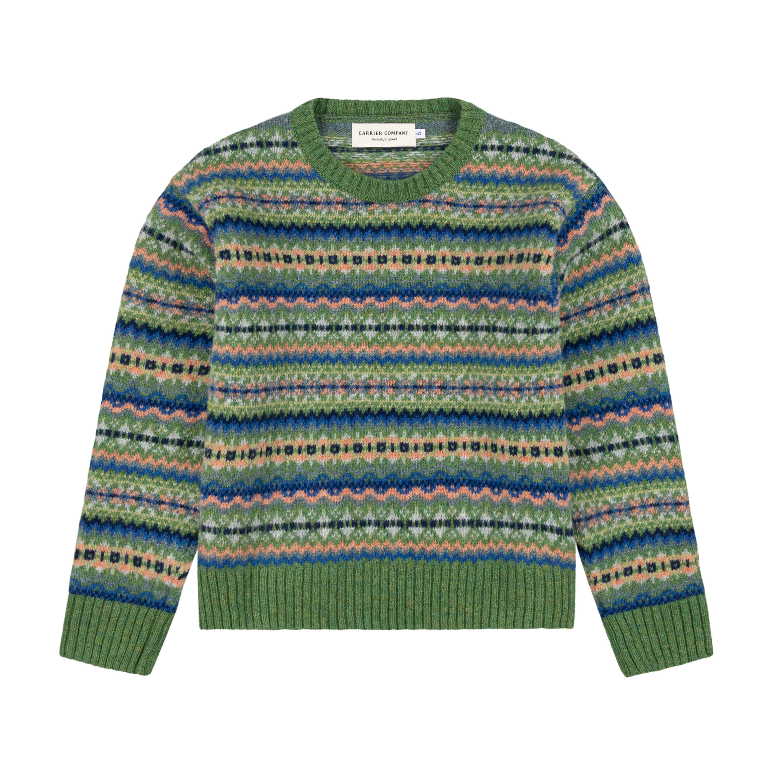 Carrier Company Cropped Fair Isle Jumper In Parsley