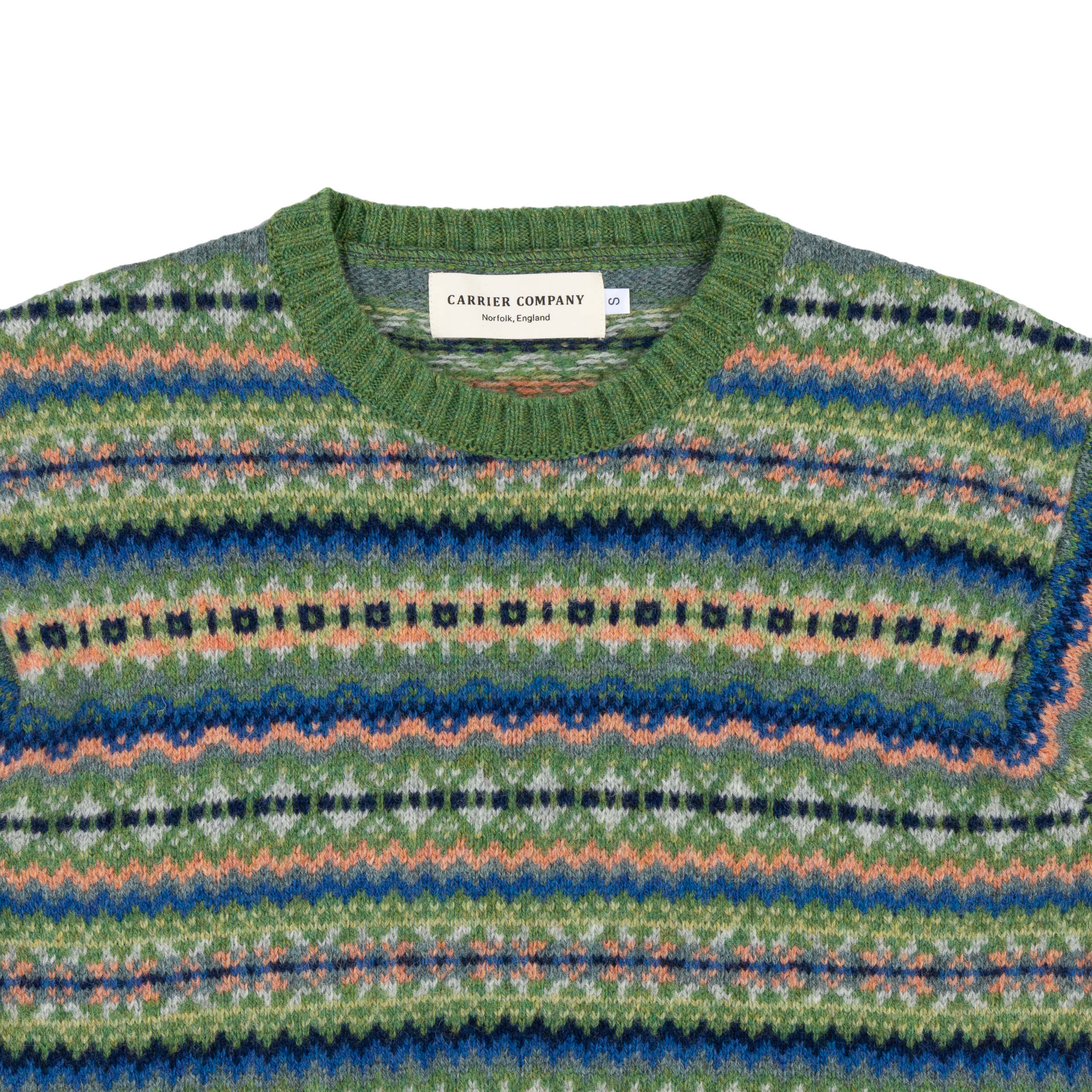 Carrier Company Cropped Fair Isle Jumper In Parsley