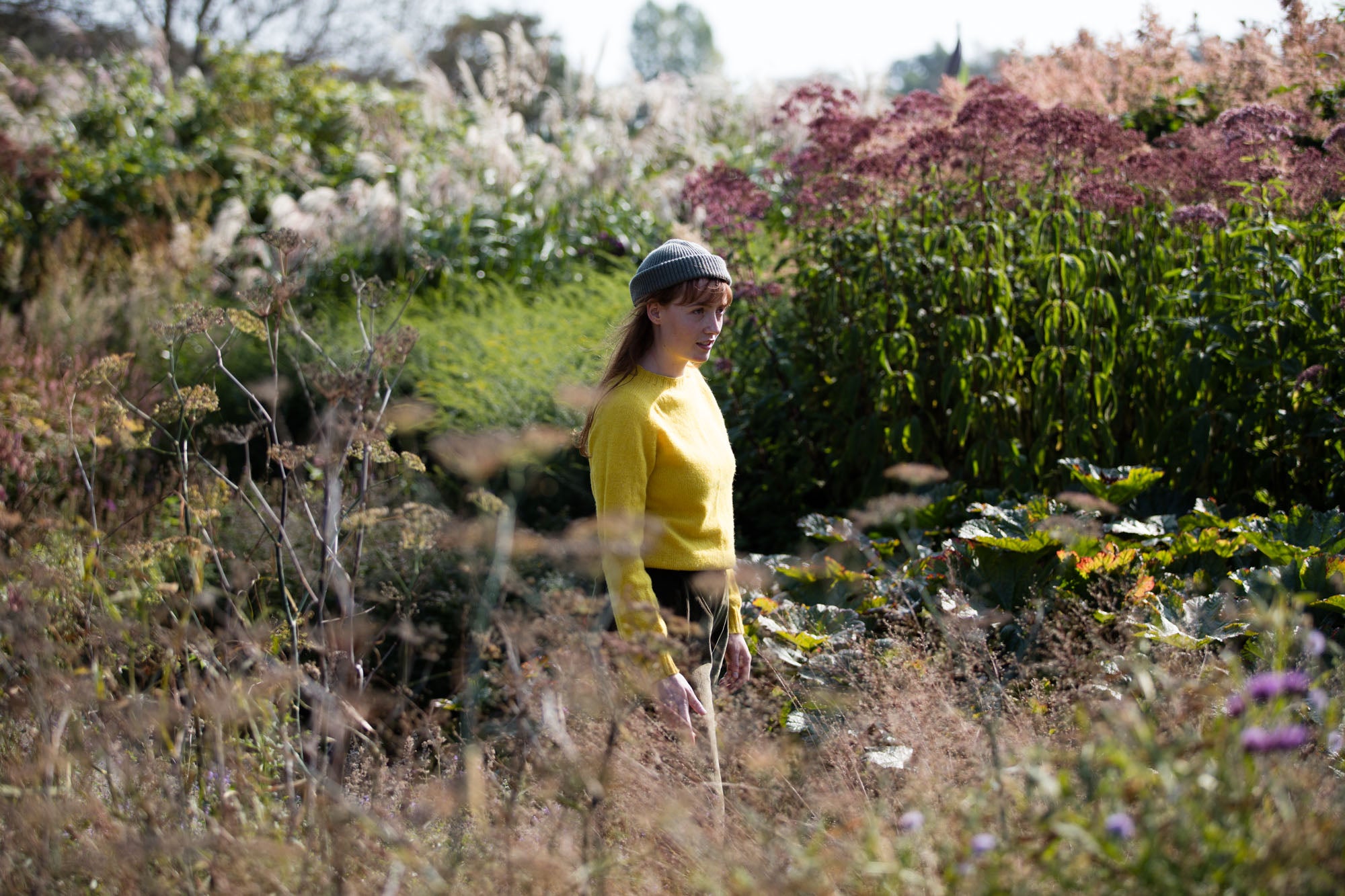 Woman Wears Carrier Company Shetland Lambswool Jumper In Acid Yellow