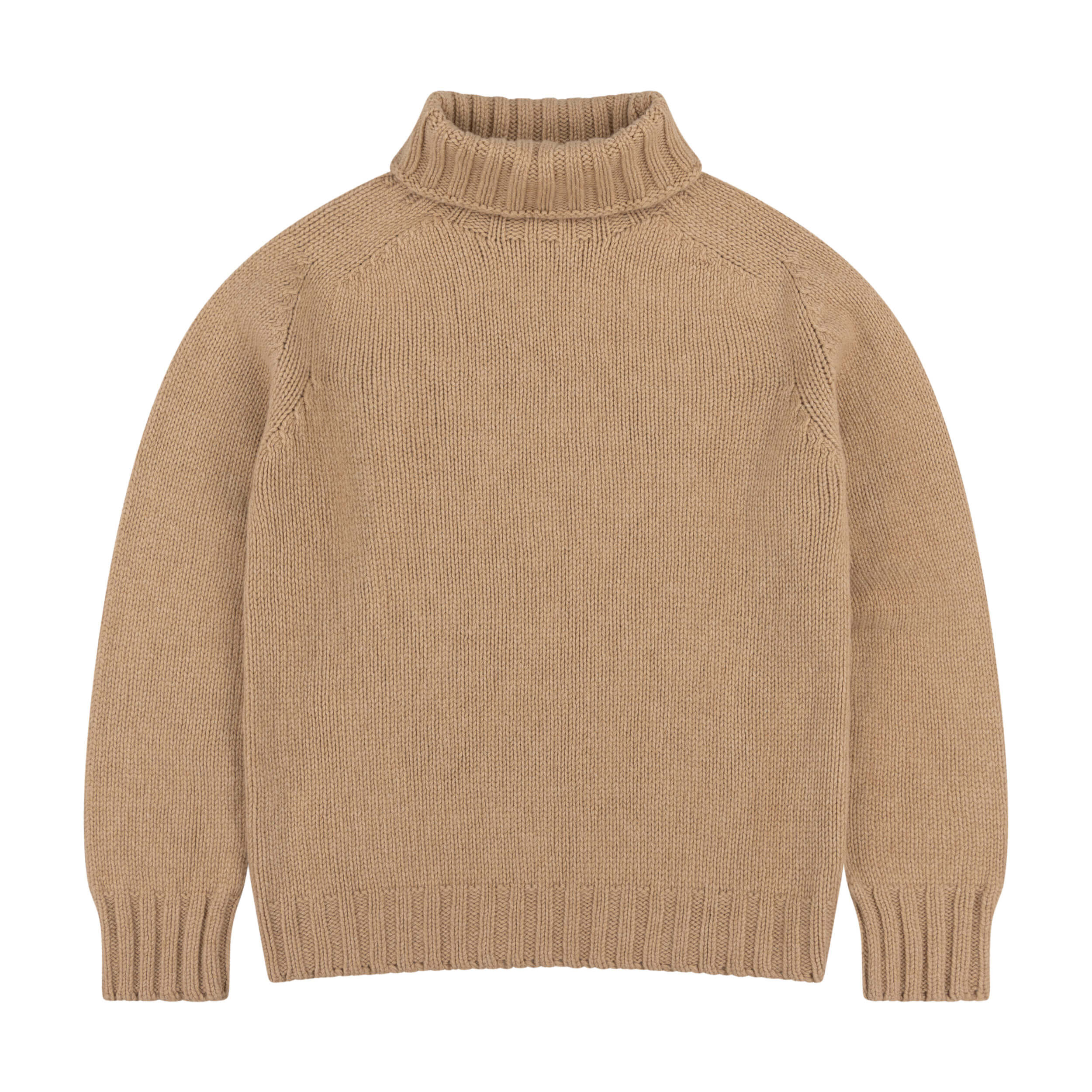 Carrier Company Supremely Soft Roll Neck Heavy Gauge Lambswool In Camel