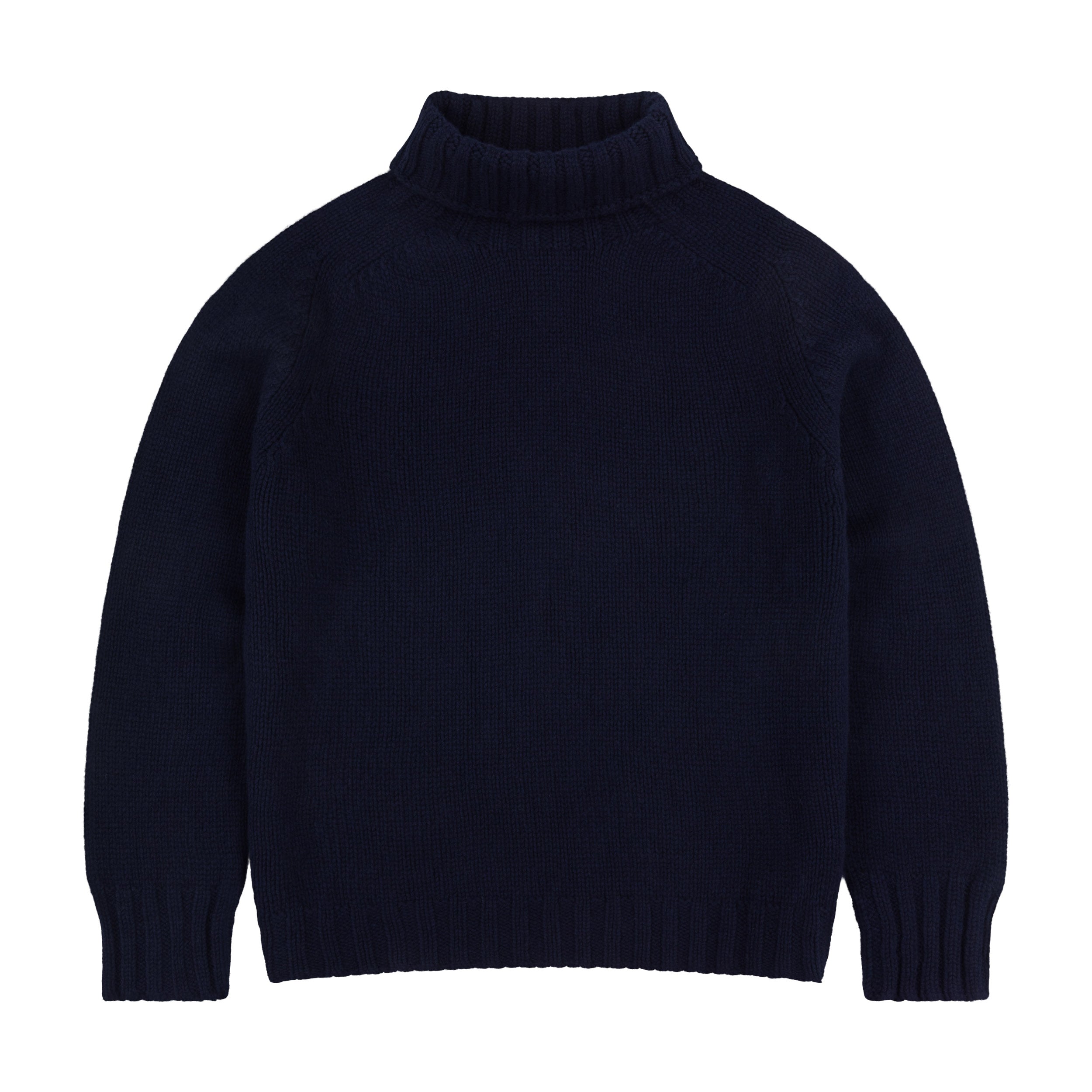 Carrier Company Roll Neck Luxury Supremely Soft Heavy Gauge Lambswool Jumper In Navy