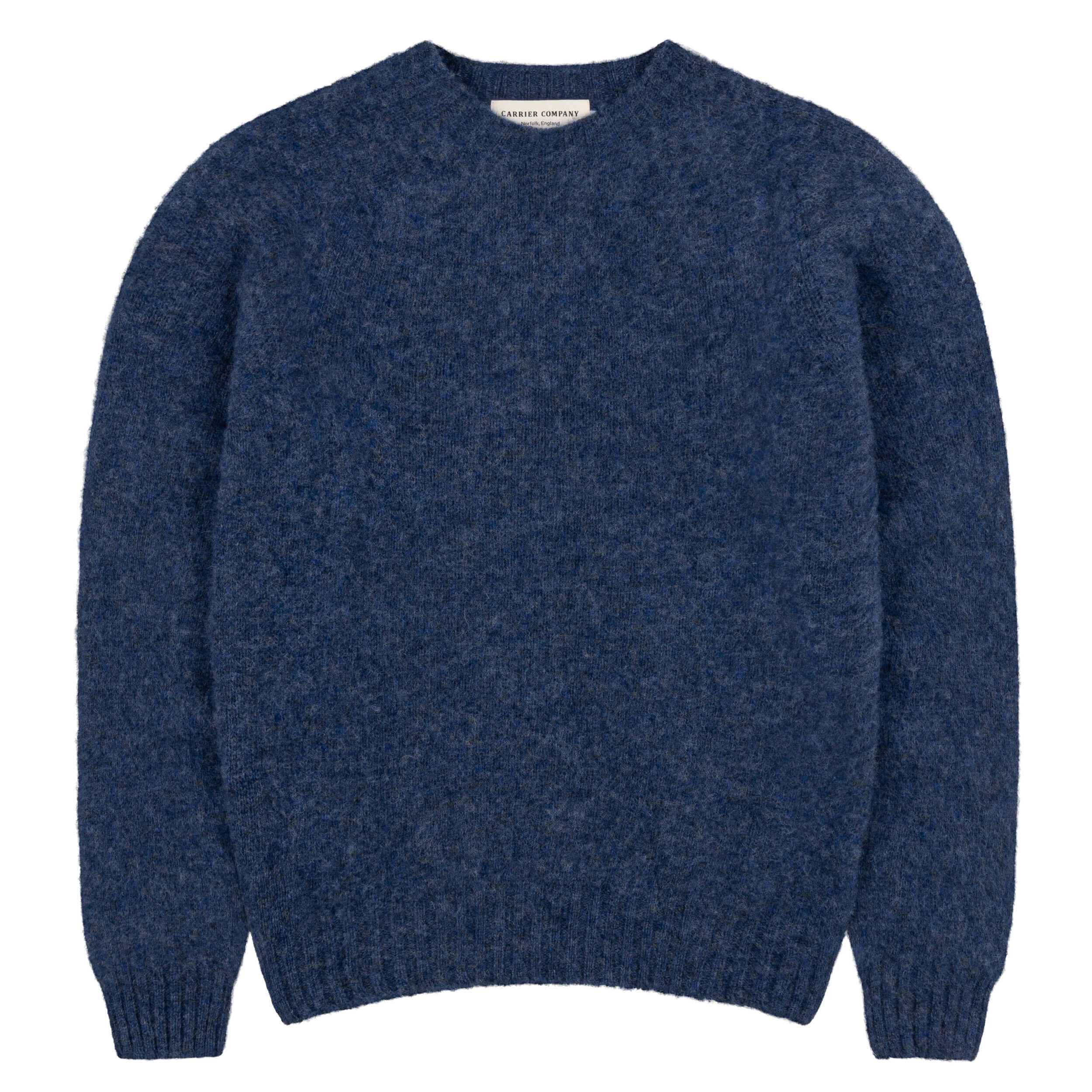 Carrier Company Brushed Shetland Wool Jumper in North Sea