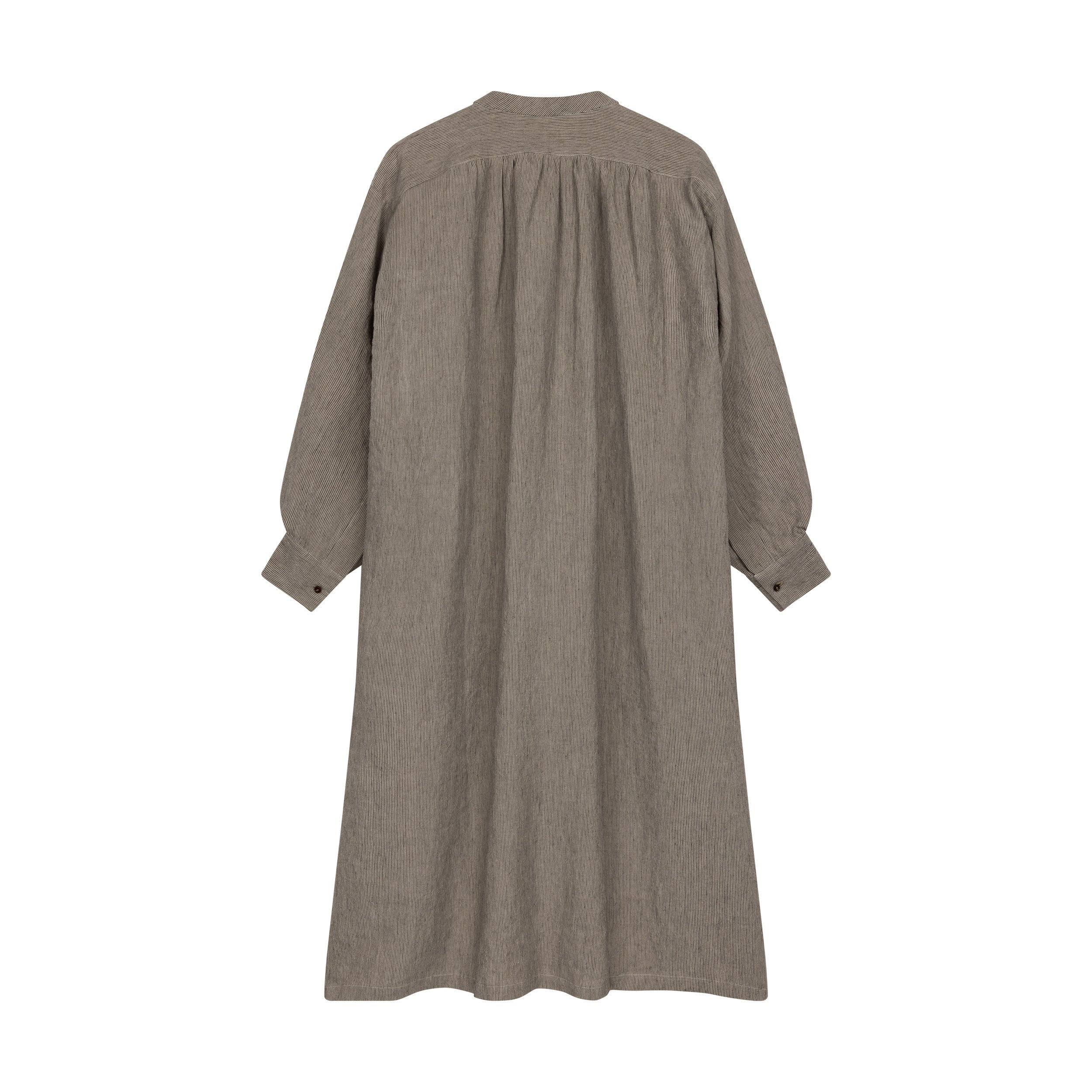 Carrier Company Léa Dress in Charcoal Needle Stripe linen.