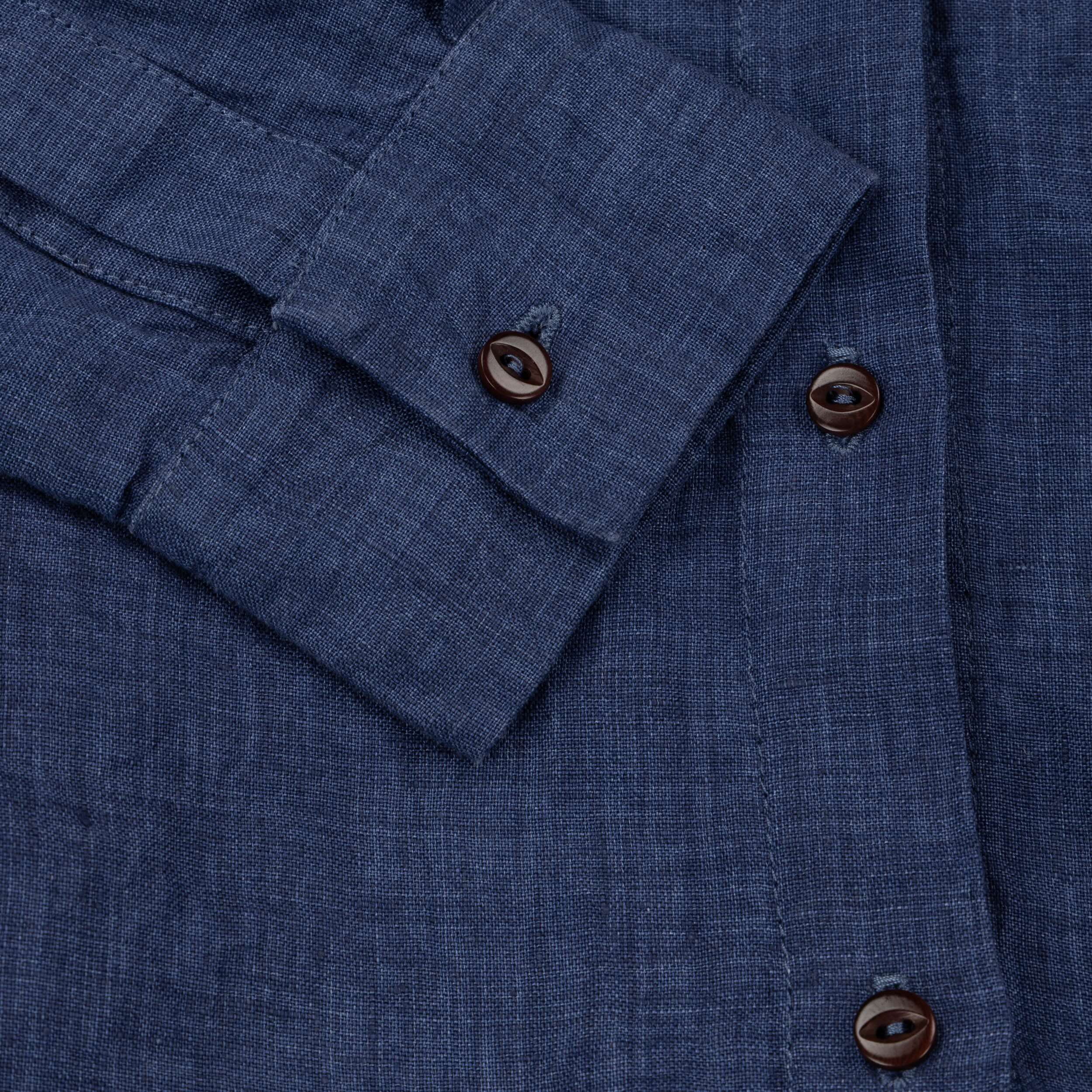 Carrier Company Shirt Wrap Dress in Navy Linen