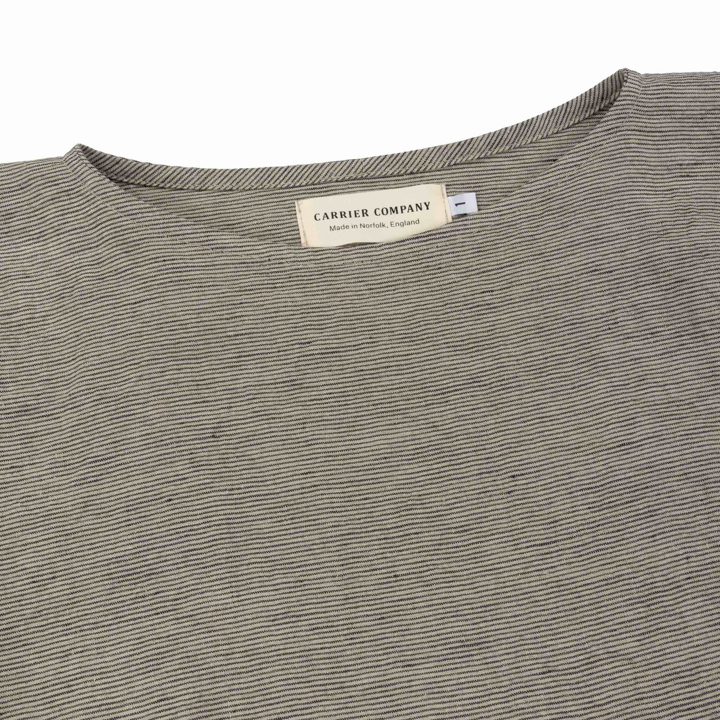 Carrier Company Linen Tee In Charcoal Stripe