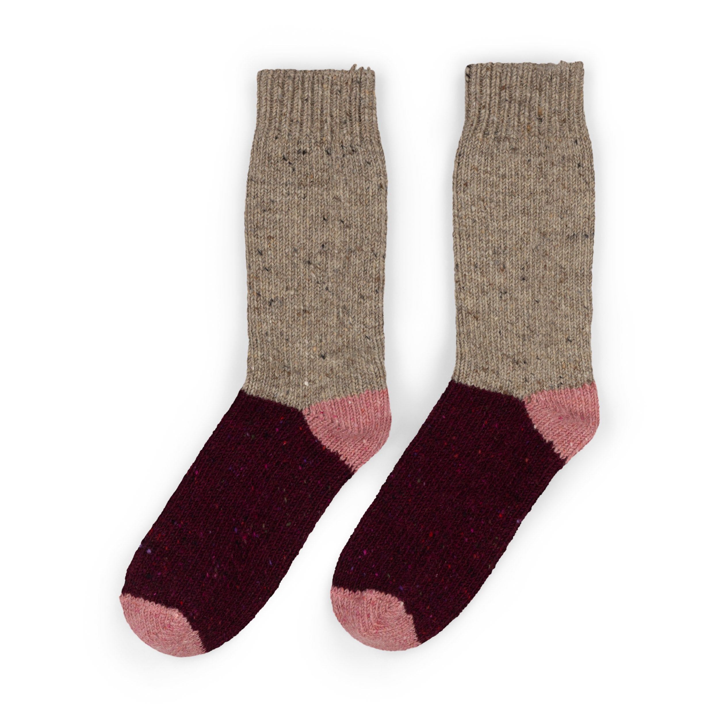 Carrier Company Tri-Colour Donegal Sock In Beetroot & Horseradish