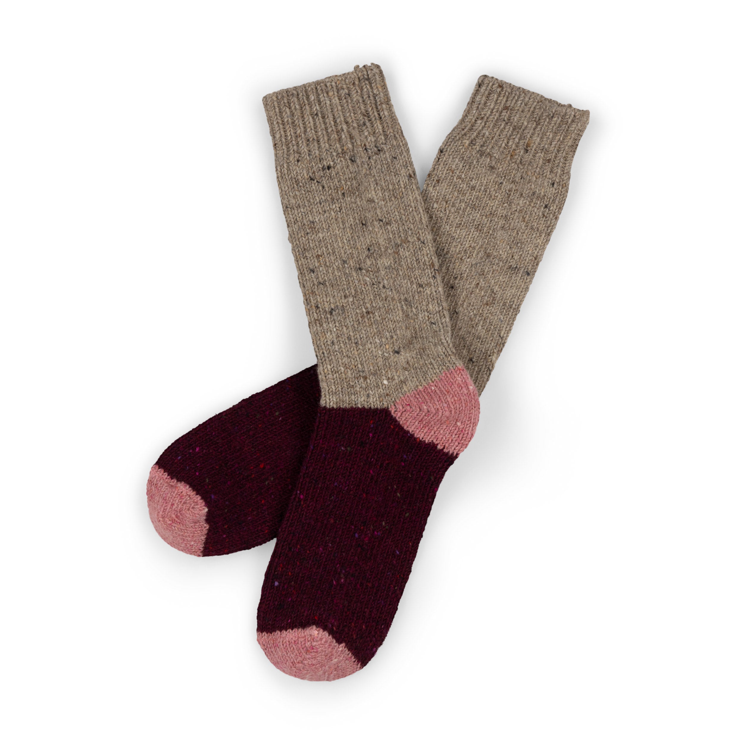 Carrier Company Tri-Colour Donegal Sock In Beetroot & Horseradish