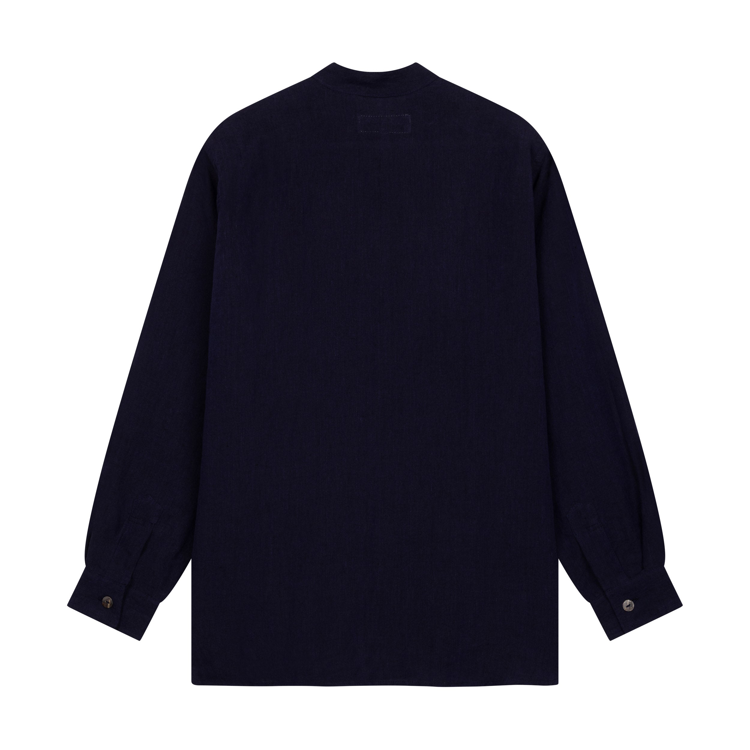 Carrier Company Collarless Work Shirt in Navy Linen