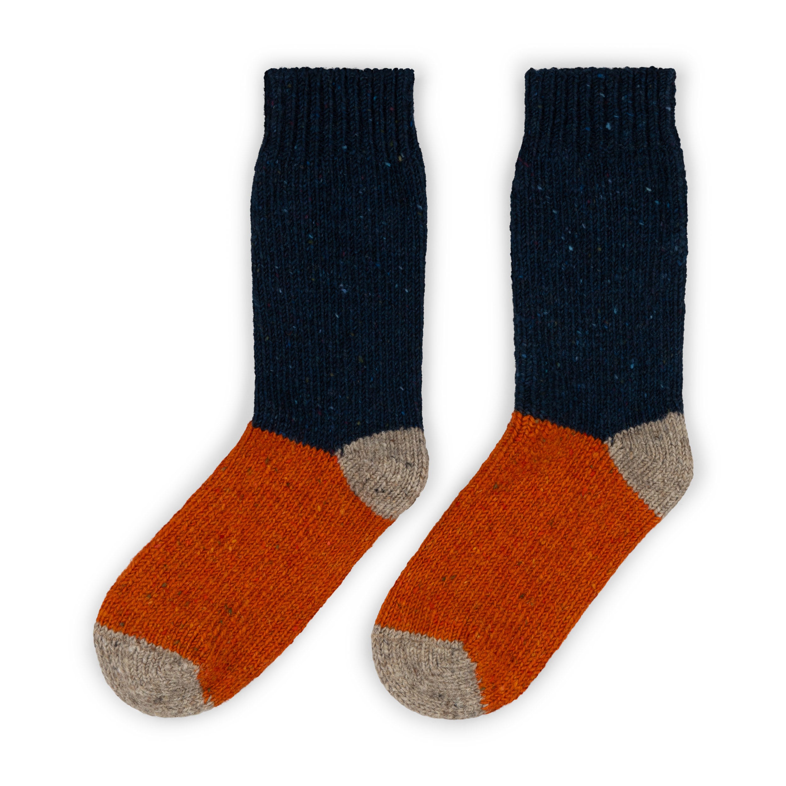 Carrier Company Tri-Colour Donegal Sock In Midnight & Pumpkin