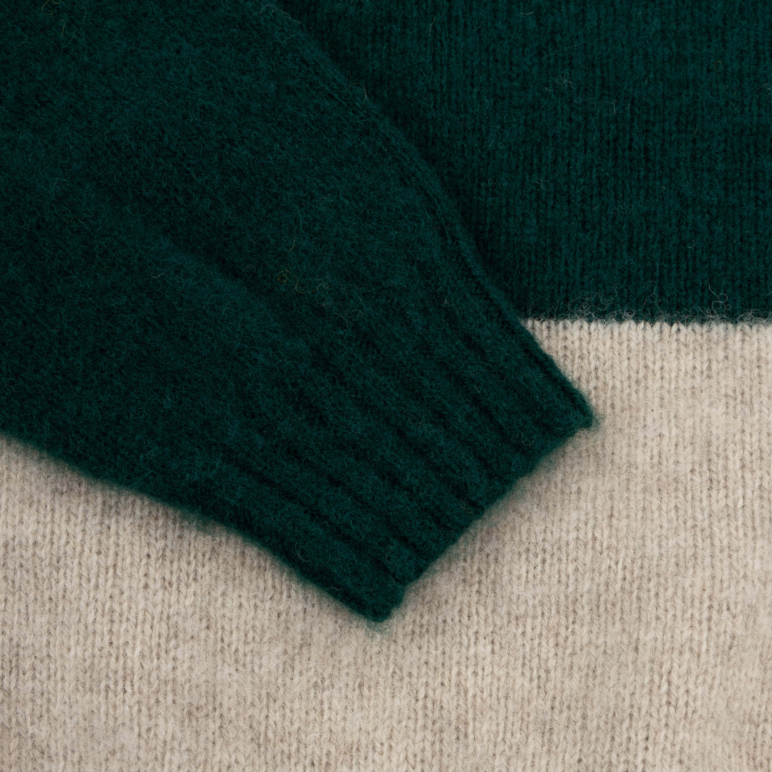 Carrier Company Brushed Shetland Lambswool Jumper in Pine & Frost.