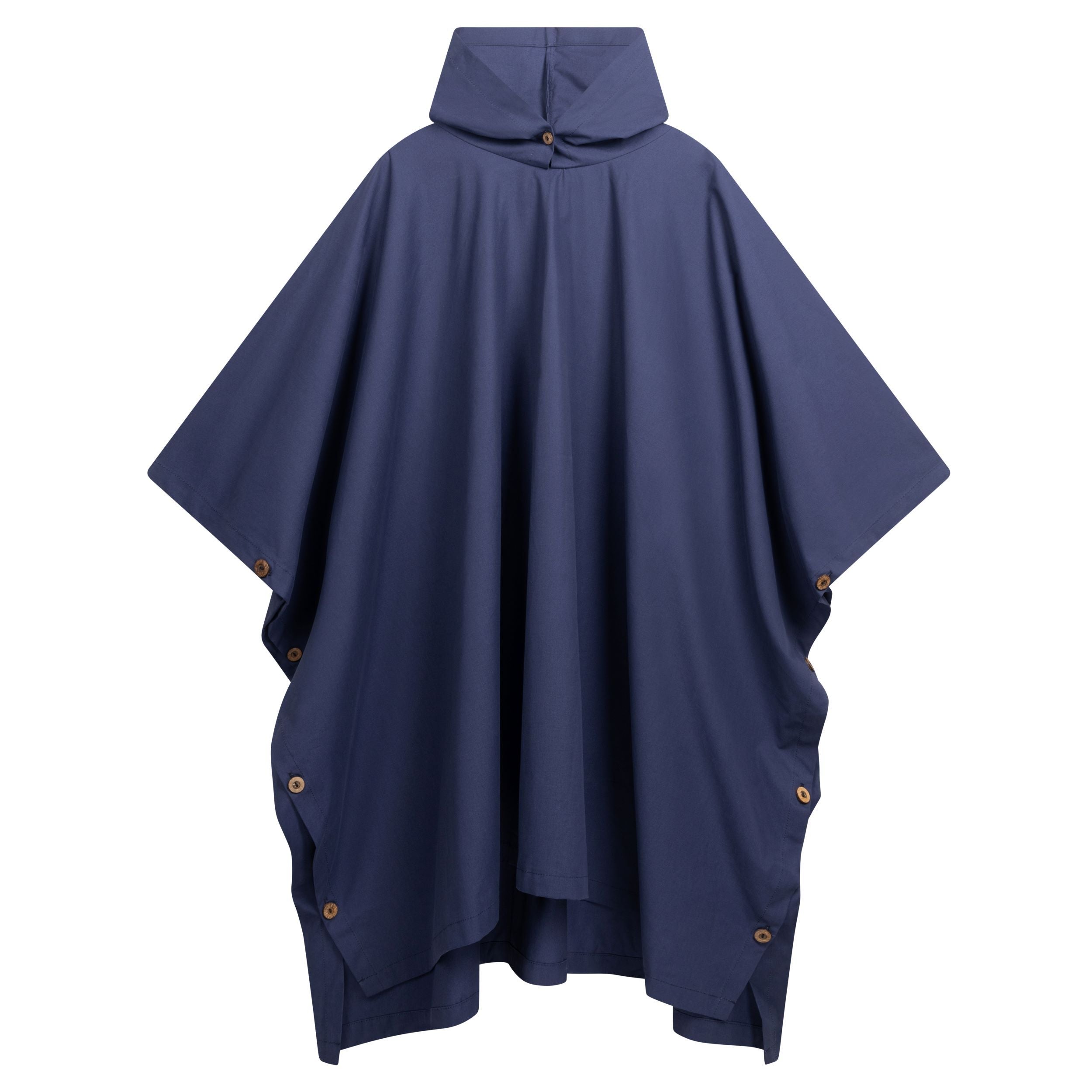 Long Hooded Rain Cape in Royal Blue