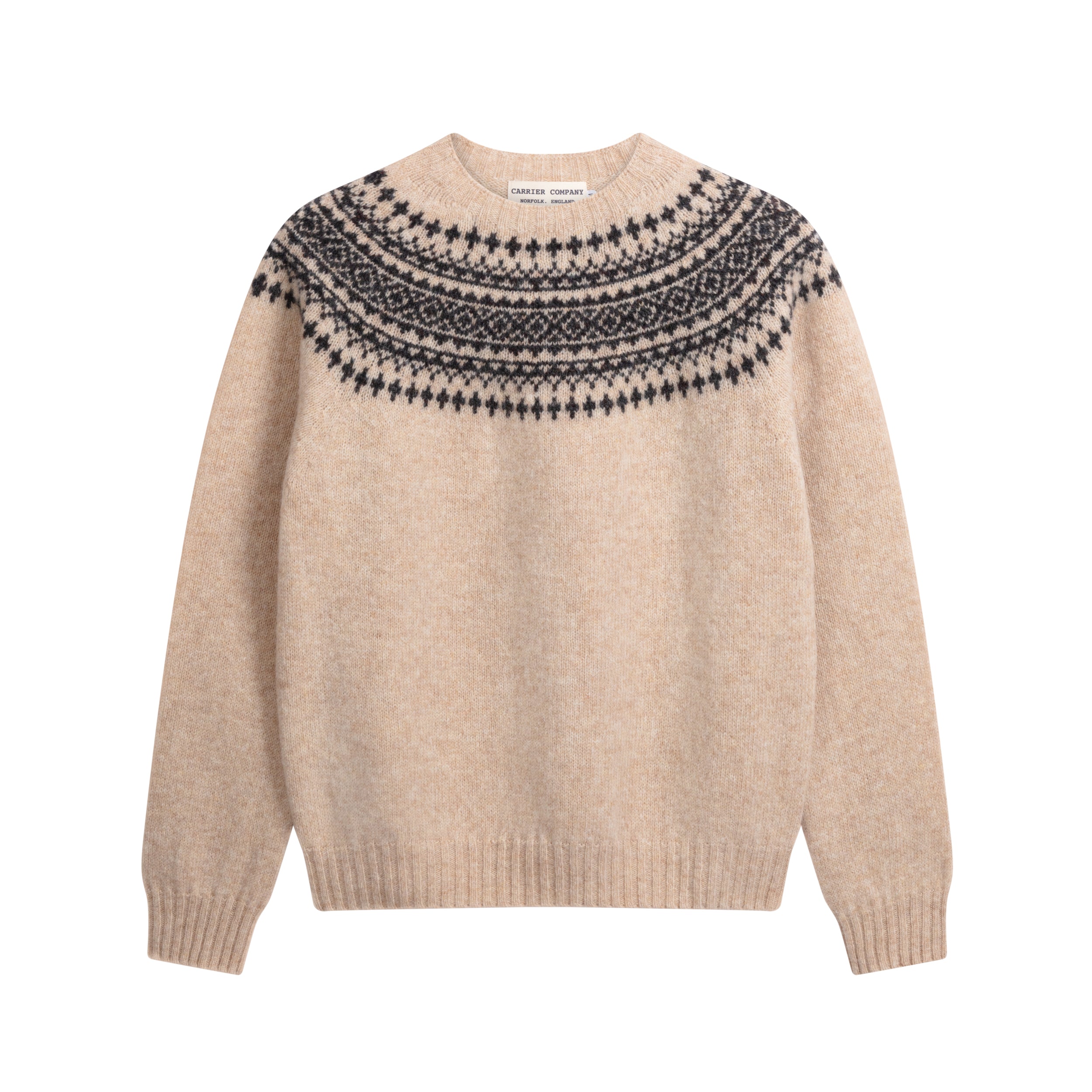 Carrier Company Shetland Wool Yoke Jumper in Tusk and Smoulder