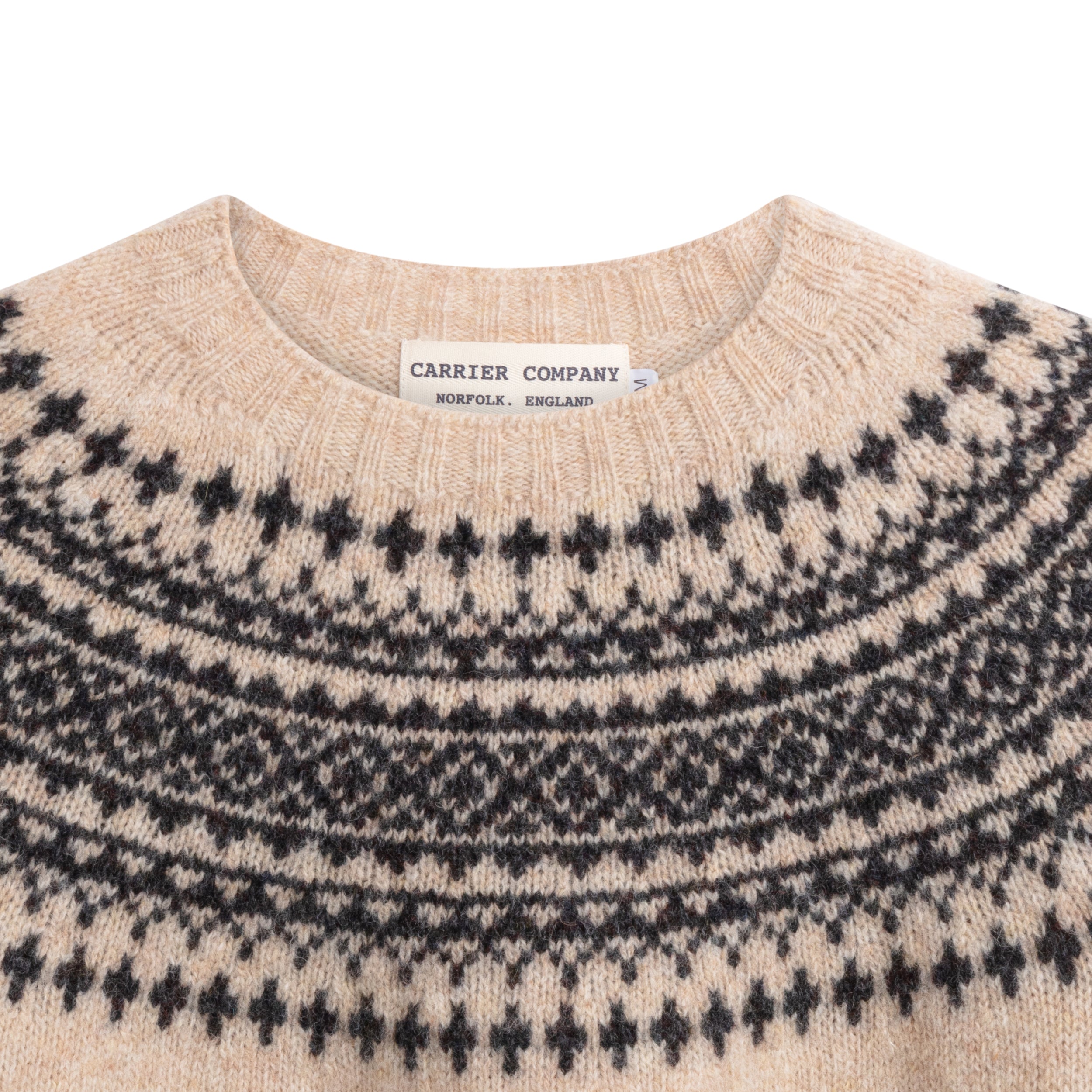Carrier Company Shetland Wool Yoke Jumper in Tusk and Smoulder