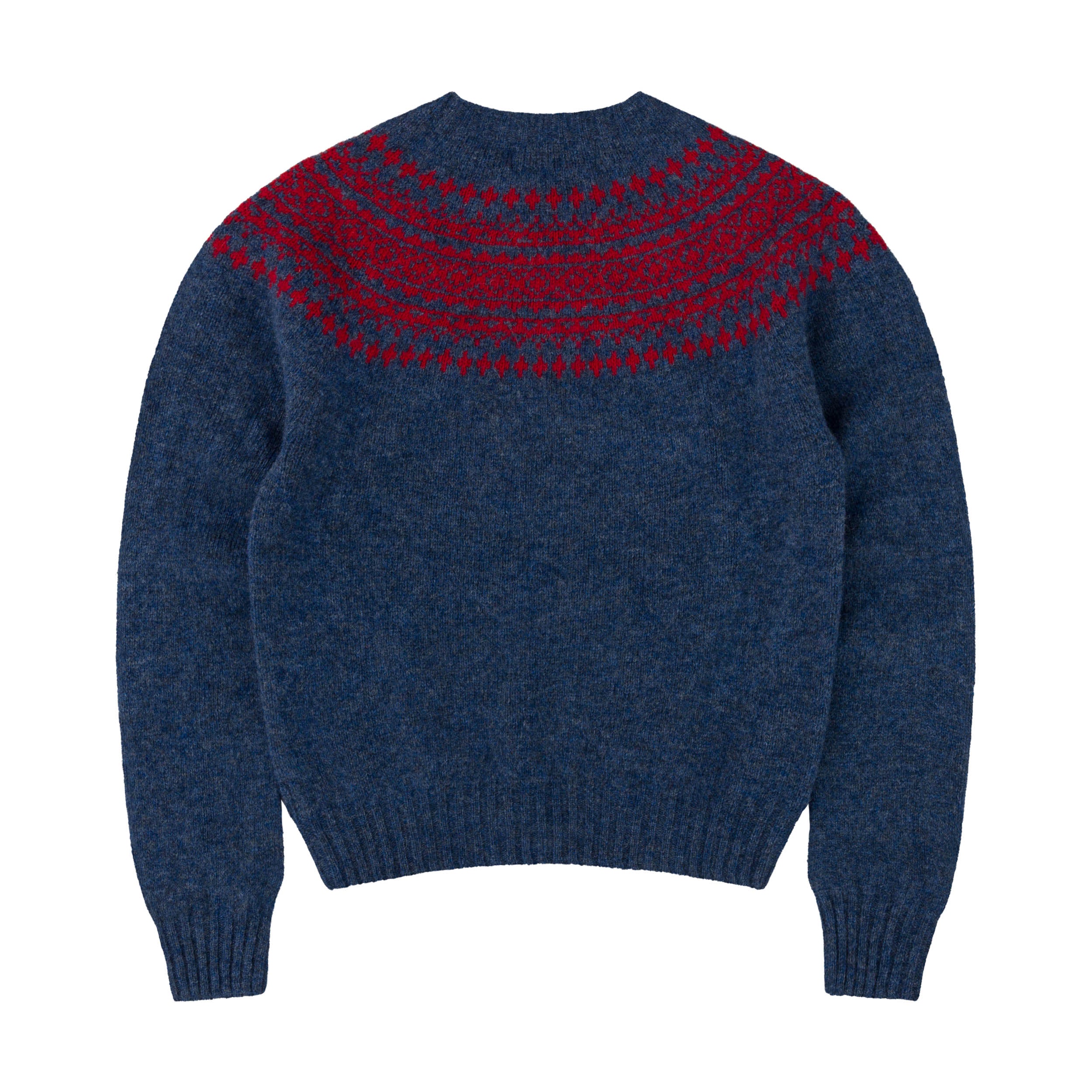 Carrier Company Shetland Lambswool Yoke Jumper in Denim & Navy