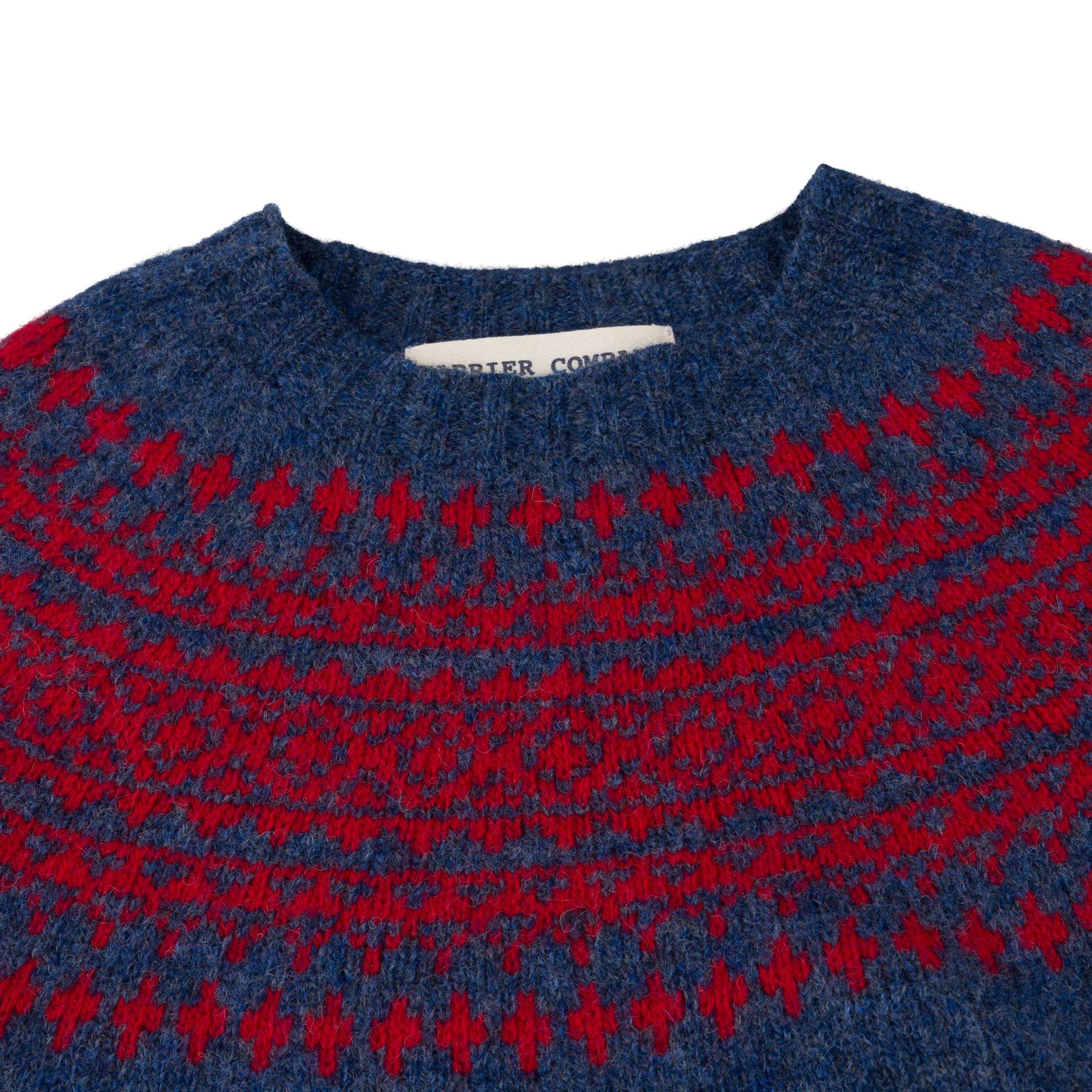 Carrier Company Shetland Lambswool Yoke Jumper in Denim & Navy