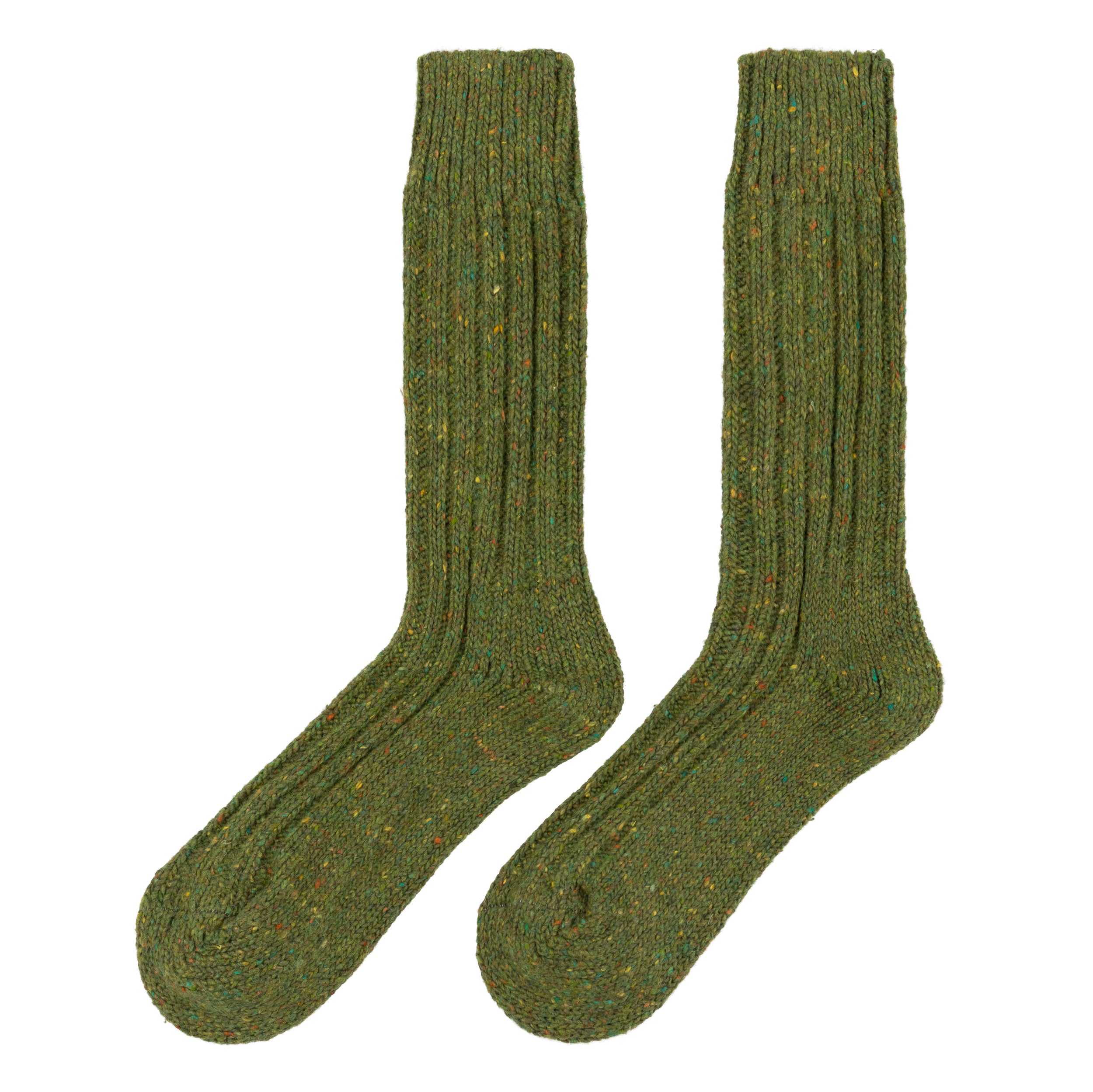 Carrier Company Aran Wool Sock in Moss Fleck