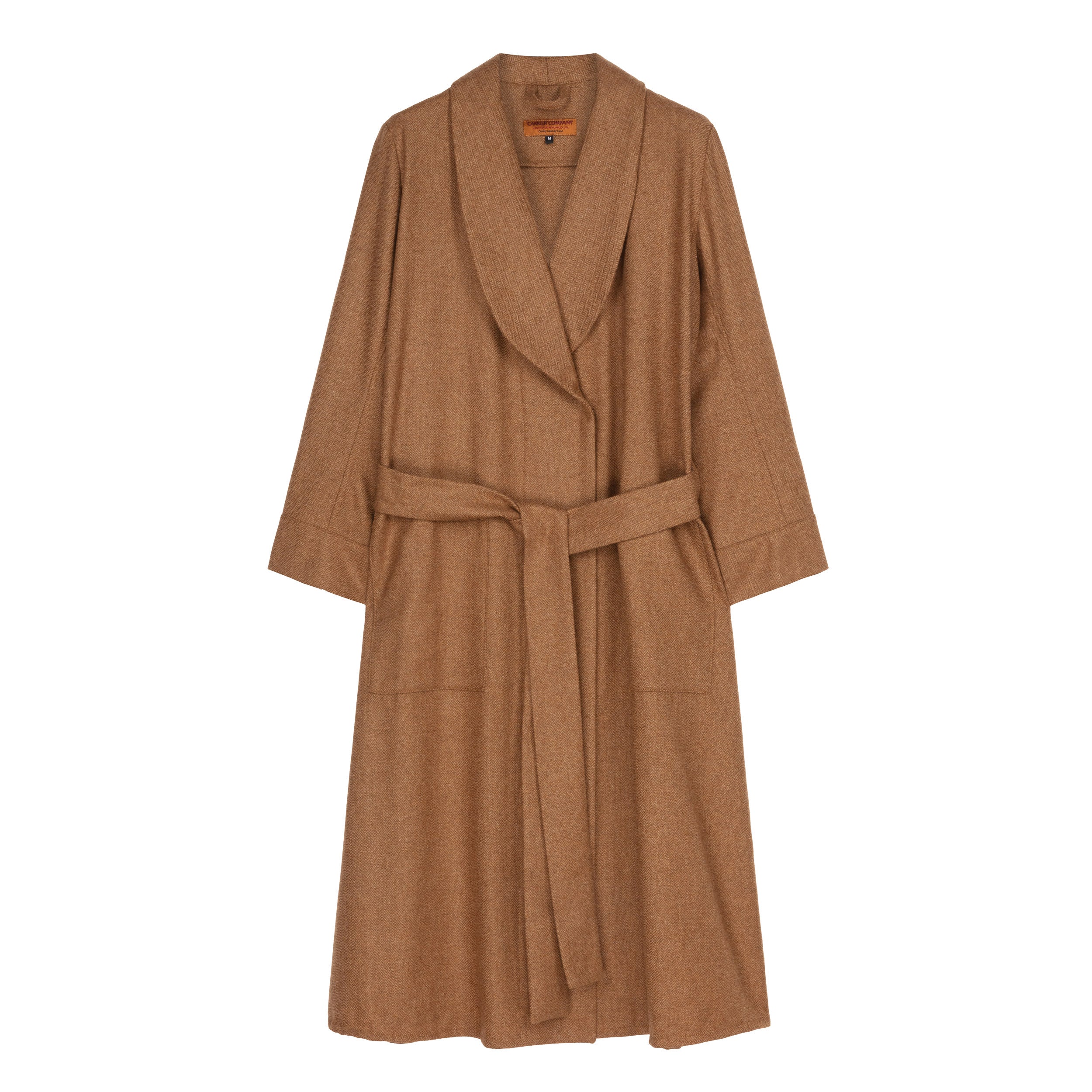 Carrier Company Wool Dressing Gown in Tan Herringbone