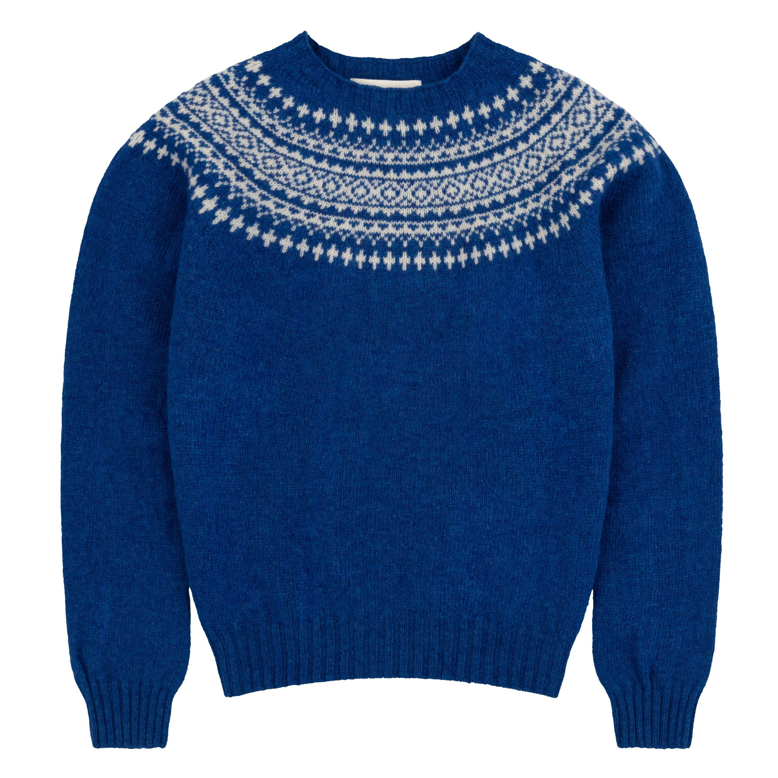 Carrier Company Shetland Lambswool Jumper in Sea & Sky