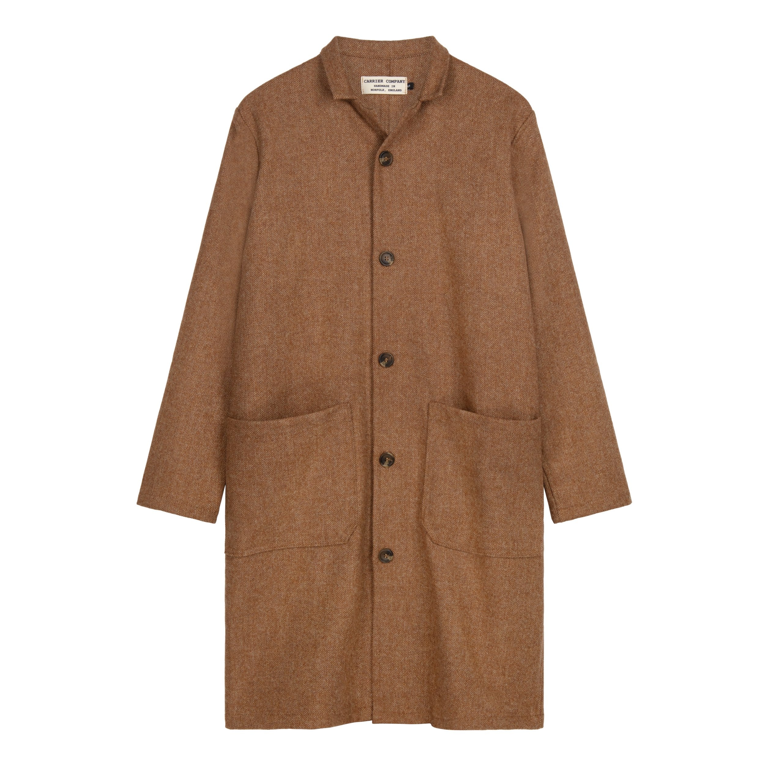 Carrier Company Tan Herringbone Wool Coat