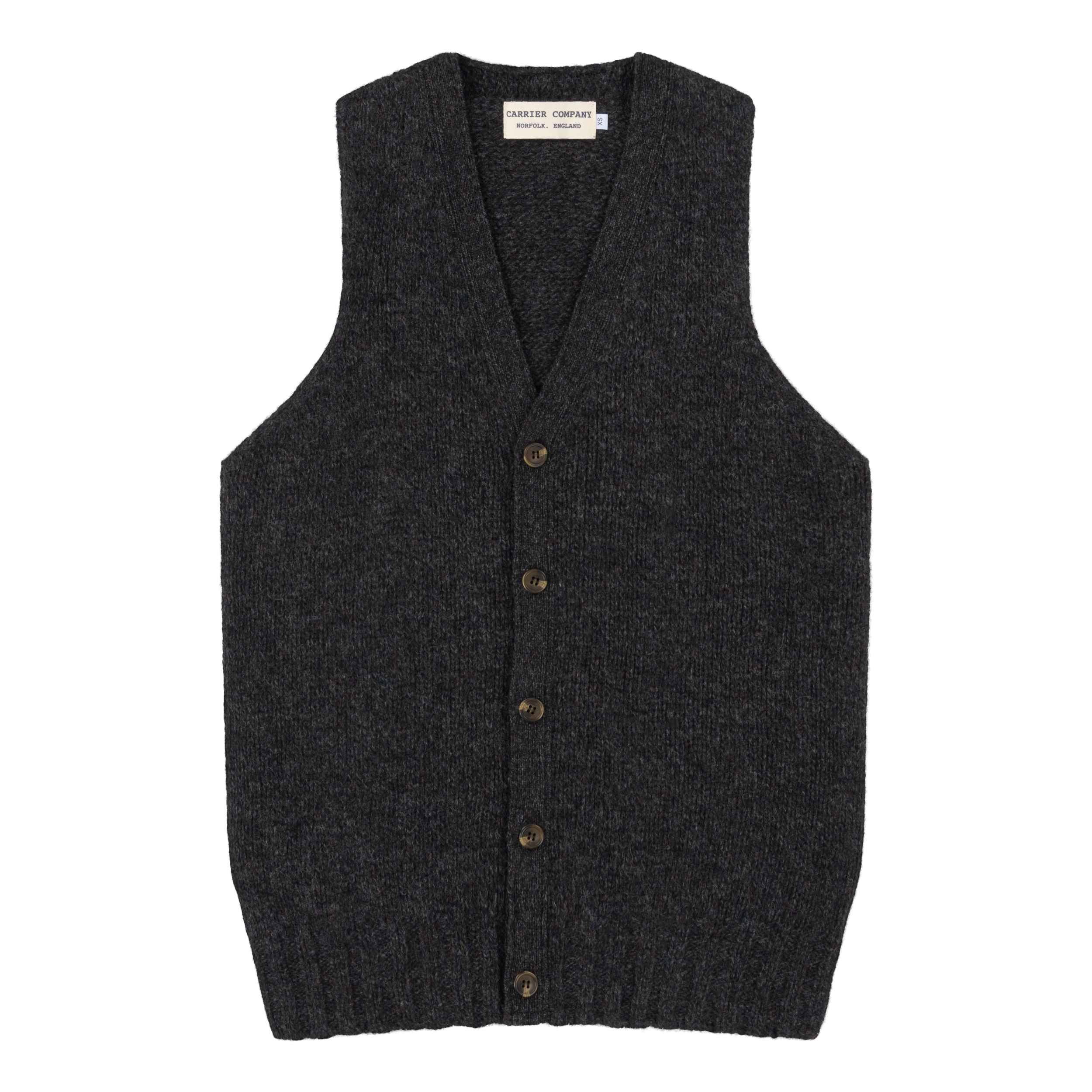 Carrier Company Shetland Wool Waistcoat in Charcoal